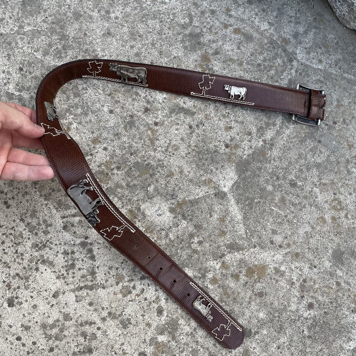 Vintage Vintage Belt Leather with Cow Japanese Style Y2K 90s Size ONE SIZE - 6 Thumbnail