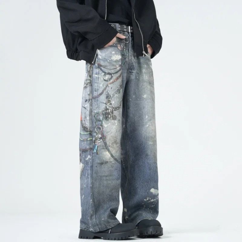 Jean Vintage Casual Trousers Straight Size US 33 - 1 Thumbnail