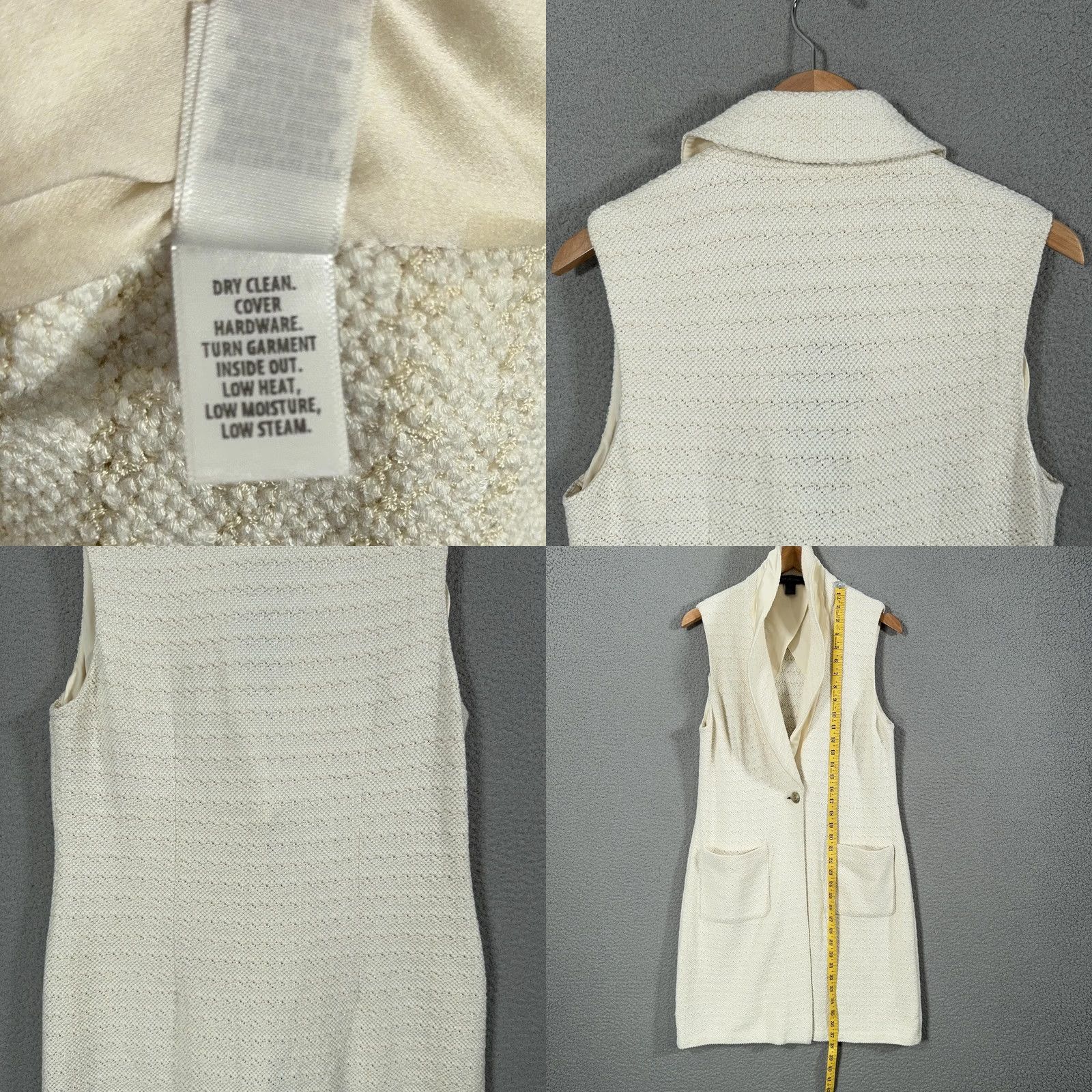 St. John St John Vest Womens Medium White Knit Lined Silk Pockets USA Size M / US 6-8 / IT 42-44 - 8 Thumbnail