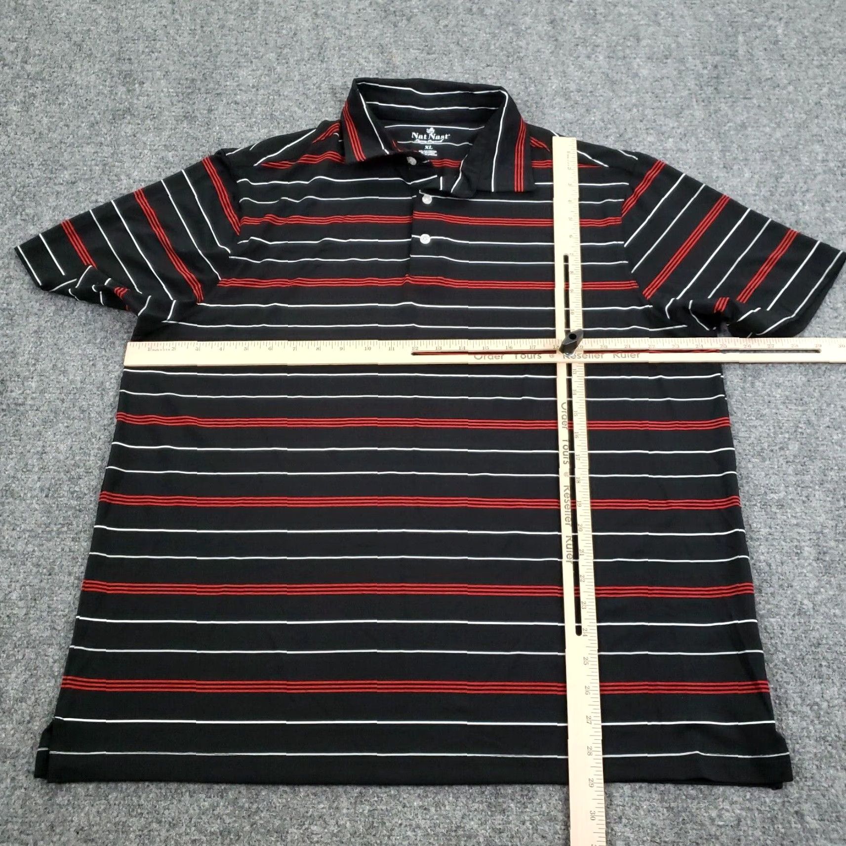 Nat Nast Nat Nast Mens Polo Shirt Extra Large Black Red Striped Short Sleeve Classic Soft Golf Tennis Size US XL / EU 56 / 4 - 2 Thumbnail