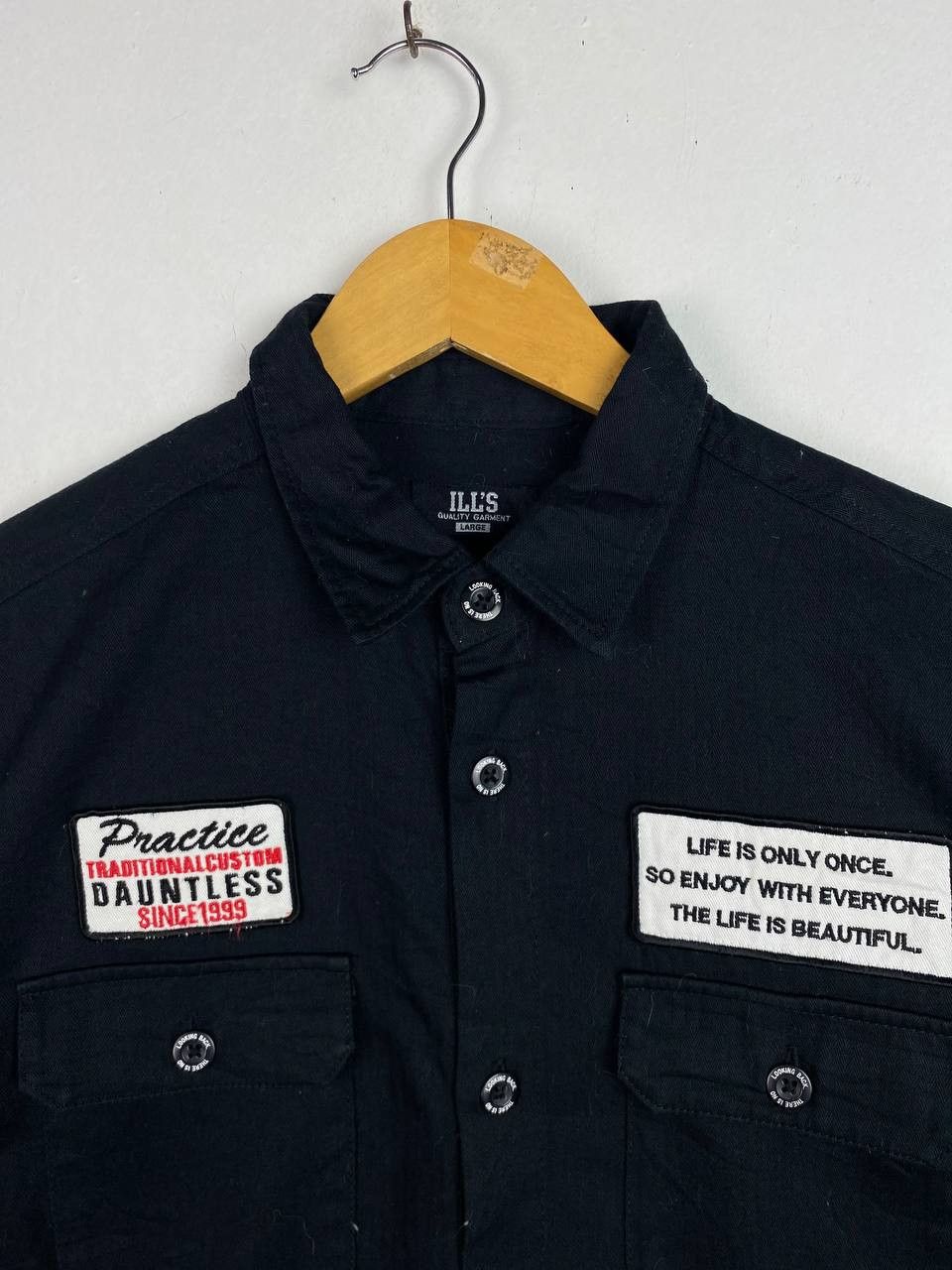 Japanese Brand ills garment workers shirt herringbone nice design Size US L / EU 52-54 / 3 - 2 Thumbnail