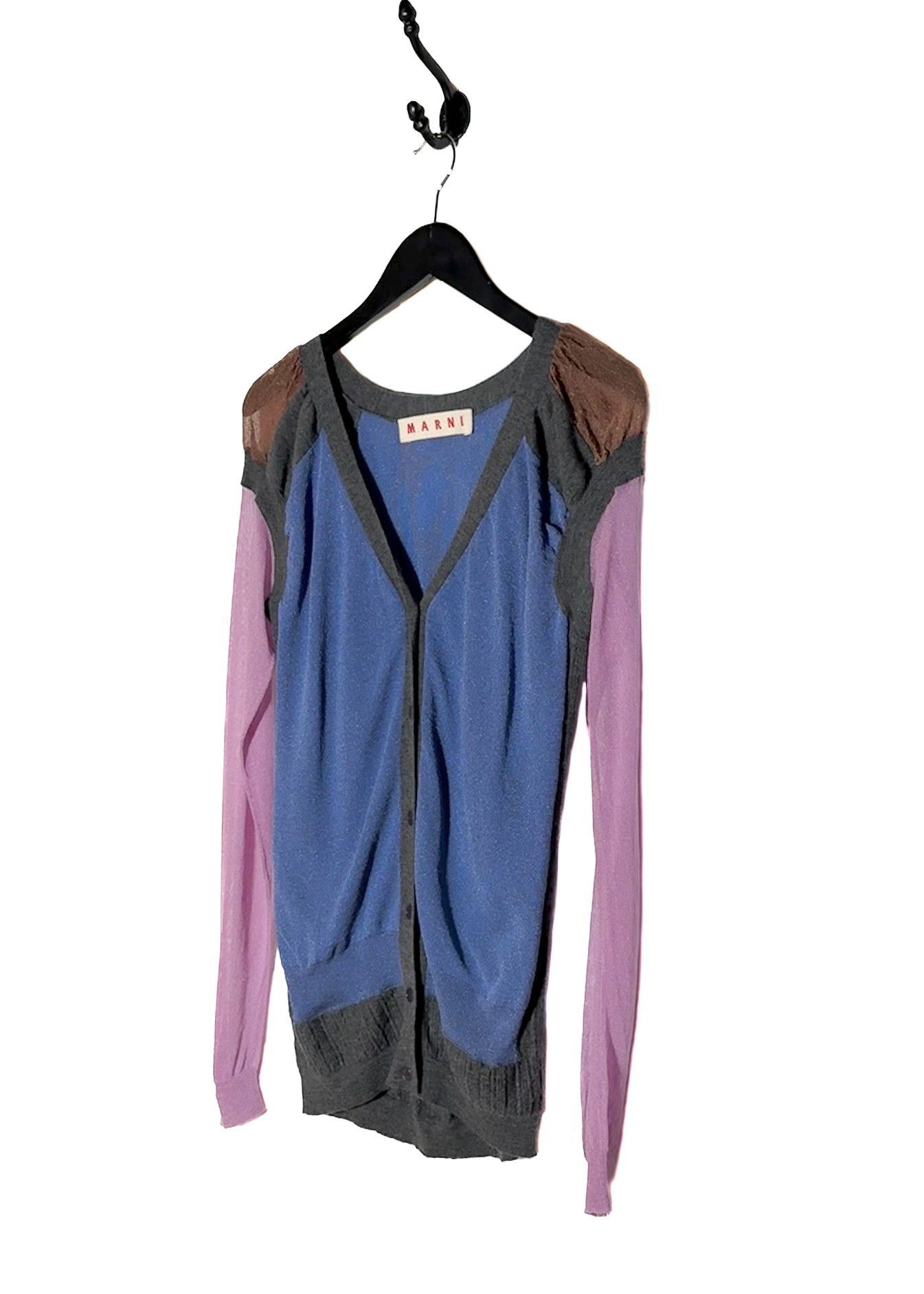 Marni Marni Colorblock Pink Blue Grey Metallic Cardigan Sweater Size S / US 4 / IT 40 - 2 Thumbnail