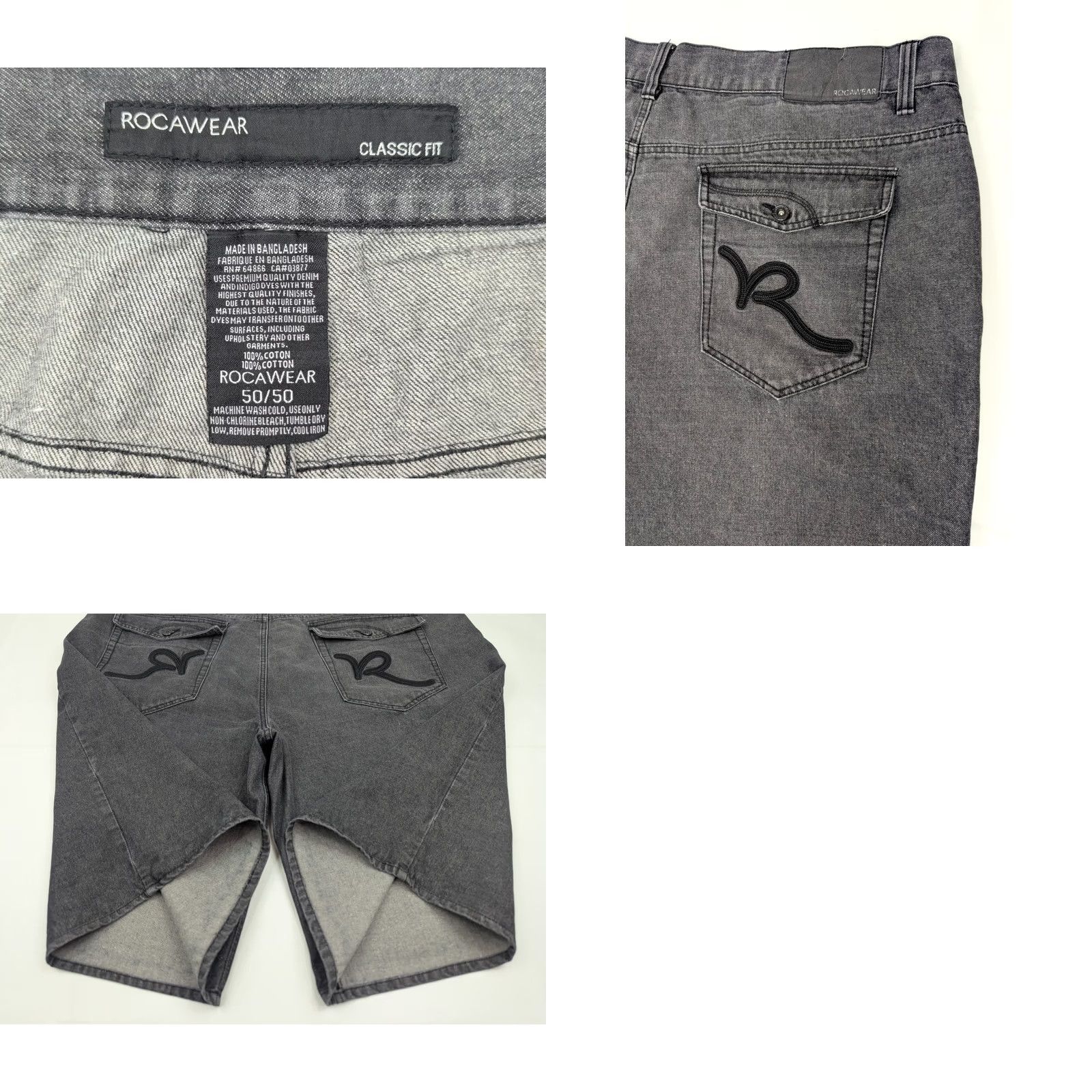 Rocawear VINTAGE Rocawear Jeans Shorts Men 49 Baggy Embroidered 5-Pocket DenIm Hip Hop Y2K 90s Black Size US 32 / EU 48 - 8 Thumbnail