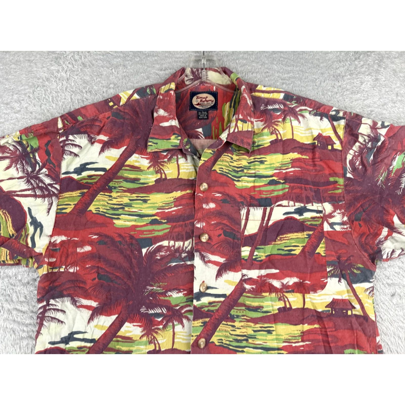 Tommy Bahama Tommy Bahama Shirt Men L Red Palm Hut Button Rayon Blend Short Sleeve Size US L / EU 52-54 / 3 - 4 Thumbnail