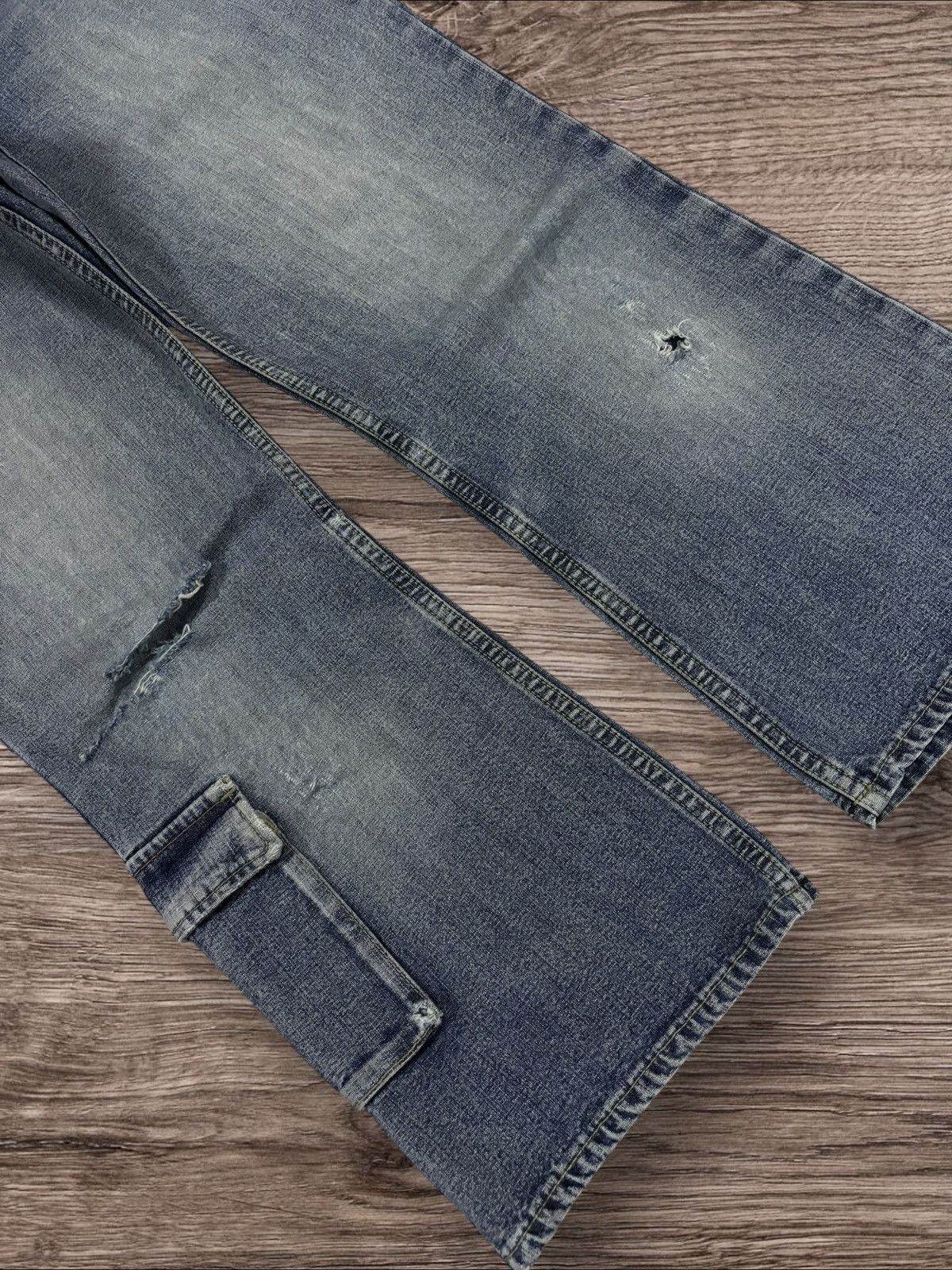 Comme des Garcons Japan Comme Ca Du Mode Distress Ultility Capri Flare Jeans Size 29" - 3 Thumbnail