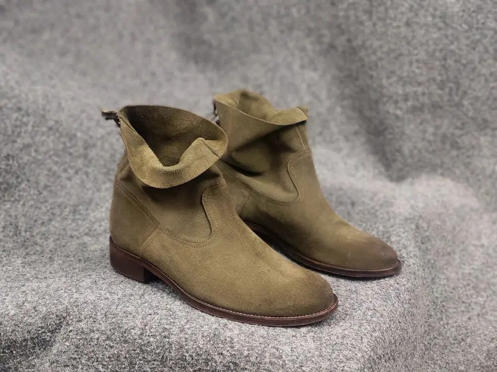 Vintage Via Roma 15 Designer leather shoes green Flat Ankle Boots Size US 11 / IT 41 - 1 Thumbnail