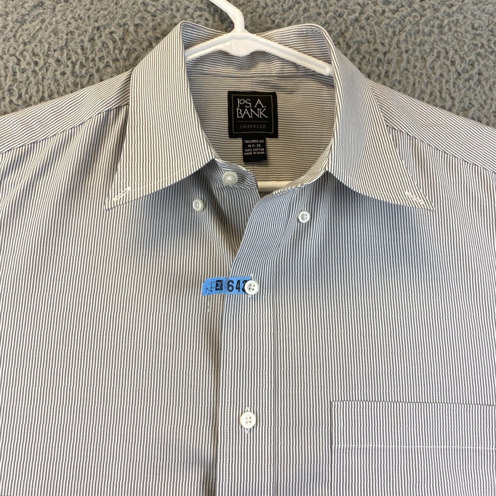 Jos. A. Bank Jos. A. Bank Men's Tailored Fit Gray Button-Up Shirt 16.5 Neck Long Sleeve Business Size US L / EU 52-54 / 3 - 4 Thumbnail
