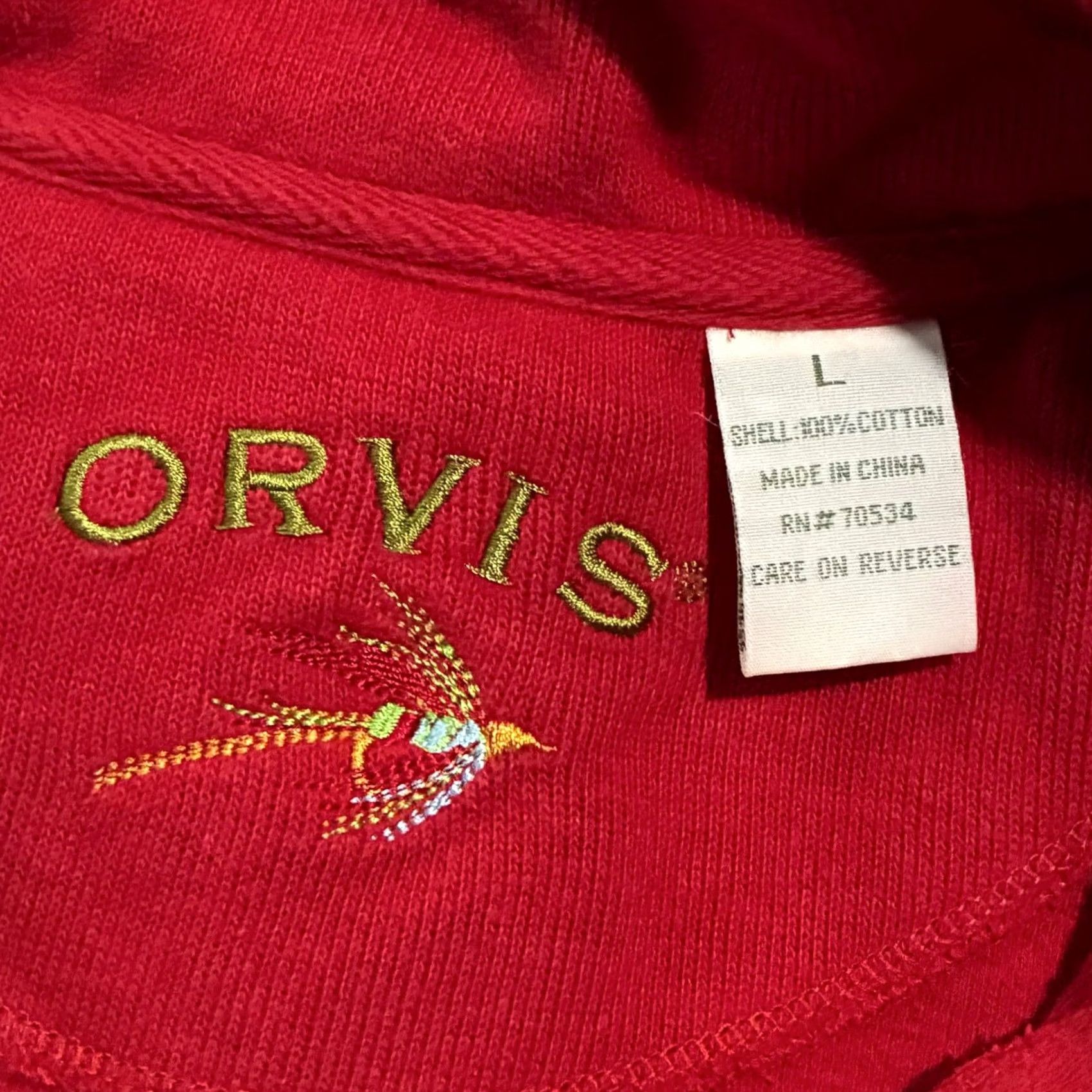 Orvis VINTAGE Orvis Sweatshirt Red Cotton Quarter Zip Pullover Mens Large Size US L / EU 52-54 / 3 - 6 Thumbnail