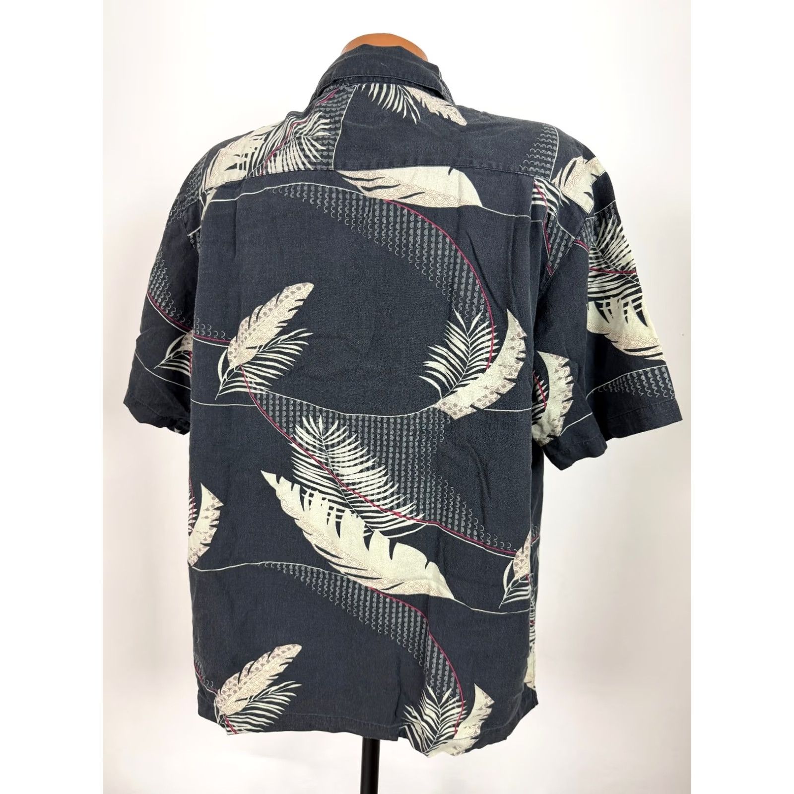 MCM VINTAGE Aureus Shirt Men L Geometric Hawaiian 90s Silk Cotton Button-Up (MCM, Tiki) Black Short Sleeve” Size US L / EU 52-54 / 3 - 6 Thumbnail