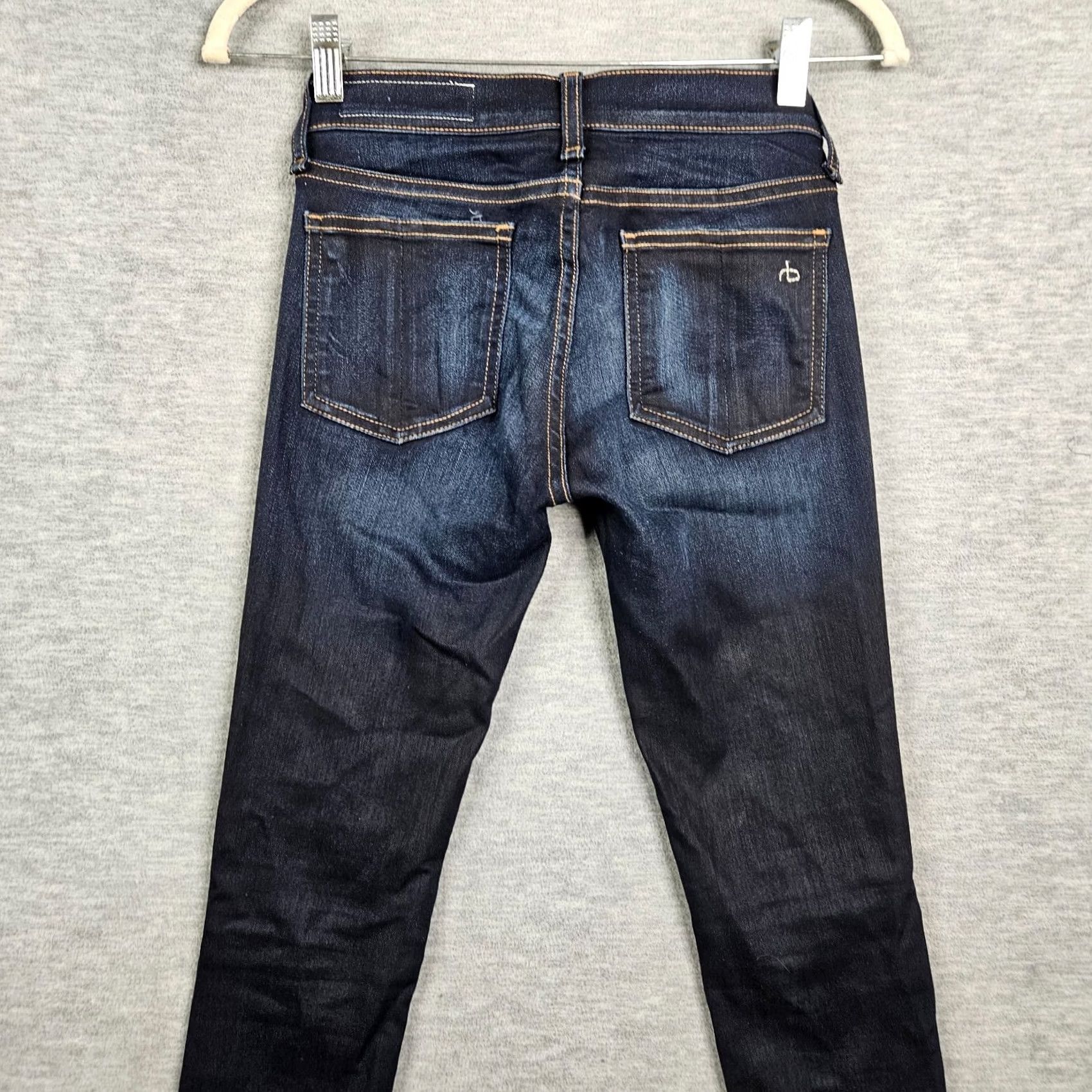 Rag & Bone rag & bone Jeans Women's Dark Wash Dearborn Skinny Raw hem Size 24 Denim Button 5-Pocket Solid Blue Shirt? Size 42" / US 20 - 3 Thumbnail
