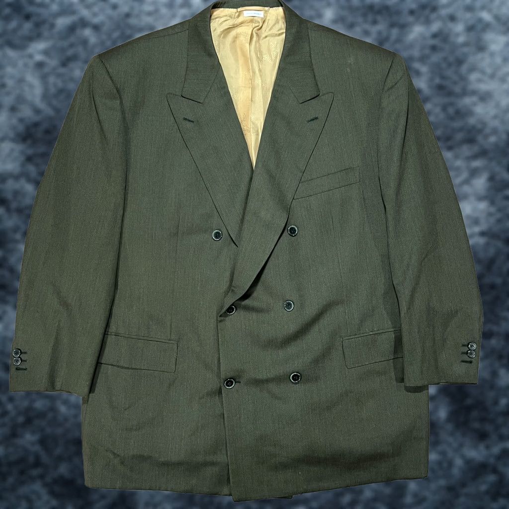 Brioni VINTAGE Brioni Double Breasted Wool Suit Set Coat Blazer Pants 50R Mens 36x30 Green Size 50R - 1 Thumbnail