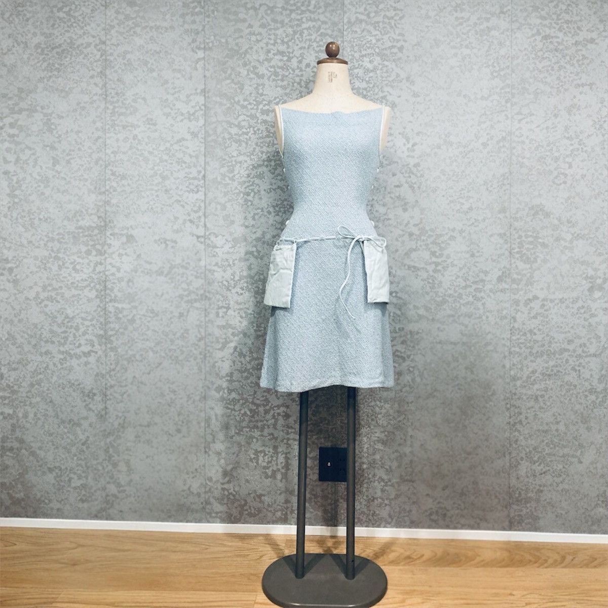 Japanese Brand 2000s Runway Open Back Knit Dress Lamb Leather Cord Y2K Size S / US 4 / IT 40 - 1 Thumbnail