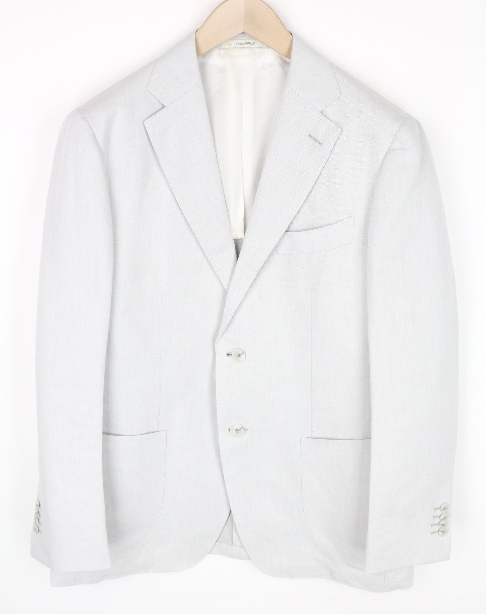 Suitsupply HAVANA PATCH UK40S Grey Slim Linen Cotton Suit 73445 Size 40S - 2 Thumbnail