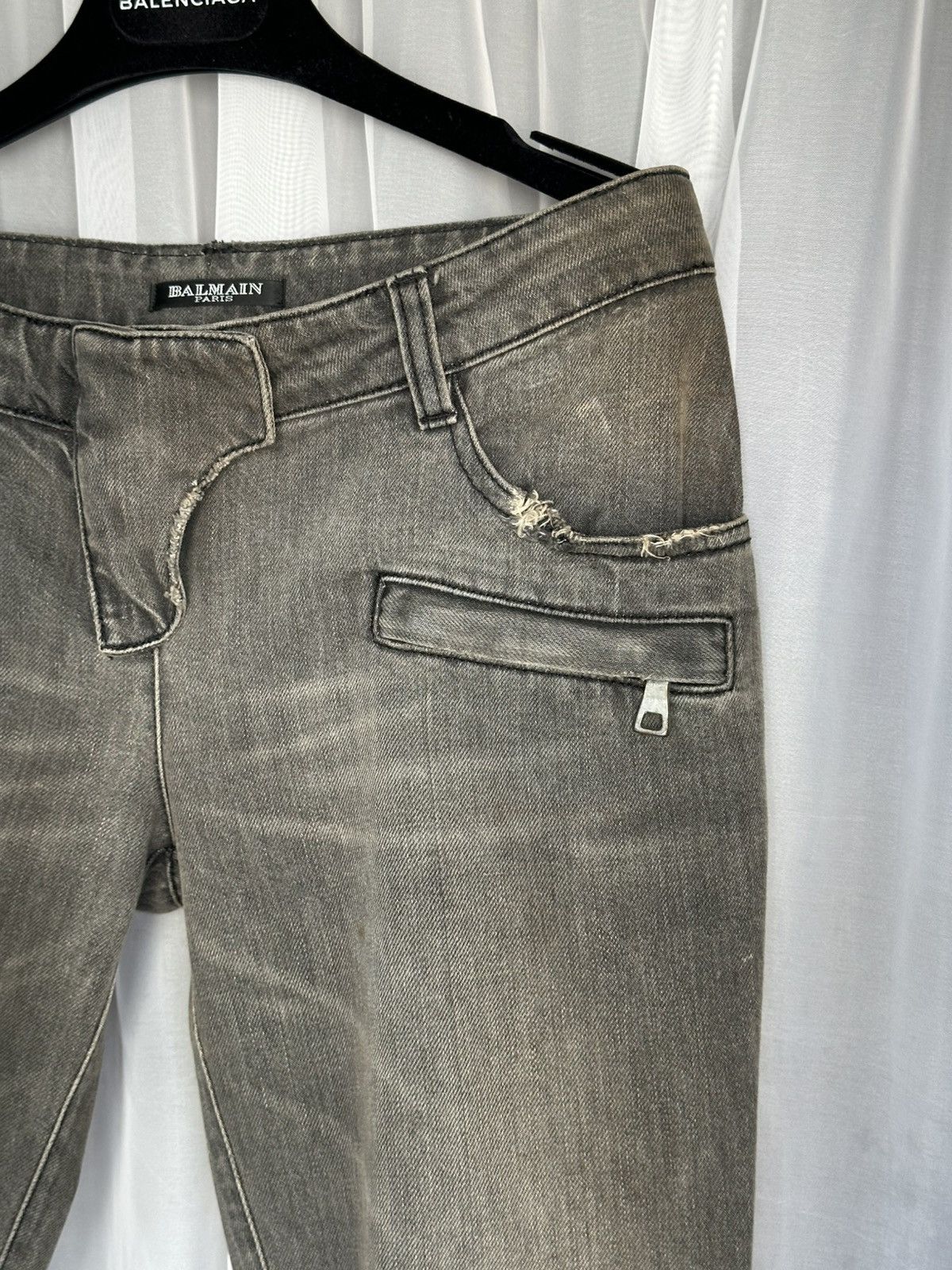 Balmain BALMAIN Decarnin SS 2010 Oil Stained Biker Denim Jeans zip Size 28" / US 6 / IT 42 - 13 Thumbnail