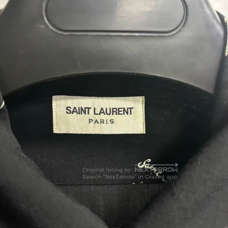 Saint Laurent Paris Saint Laurent Paris Black Printed Shark Collar Short Sleev Size XS / US 0-2 / IT 36-38 - 2 Thumbnail