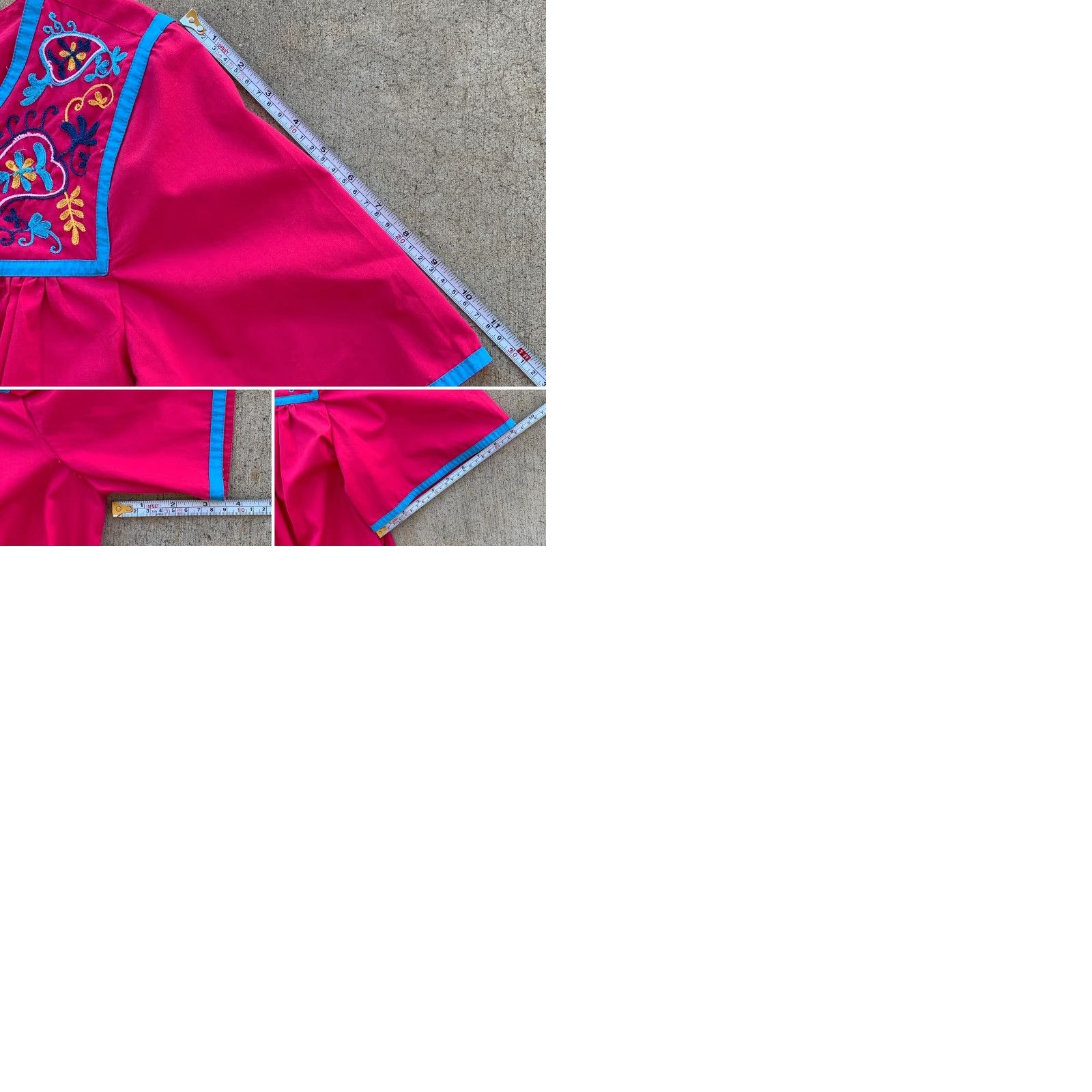 Vintage Go Softly Patio Dress Embroidered Hot Pink Muumuu Sz S Hippie Chic Boho Peasant Womens Size S / US 4 / IT 40 - 9 Thumbnail