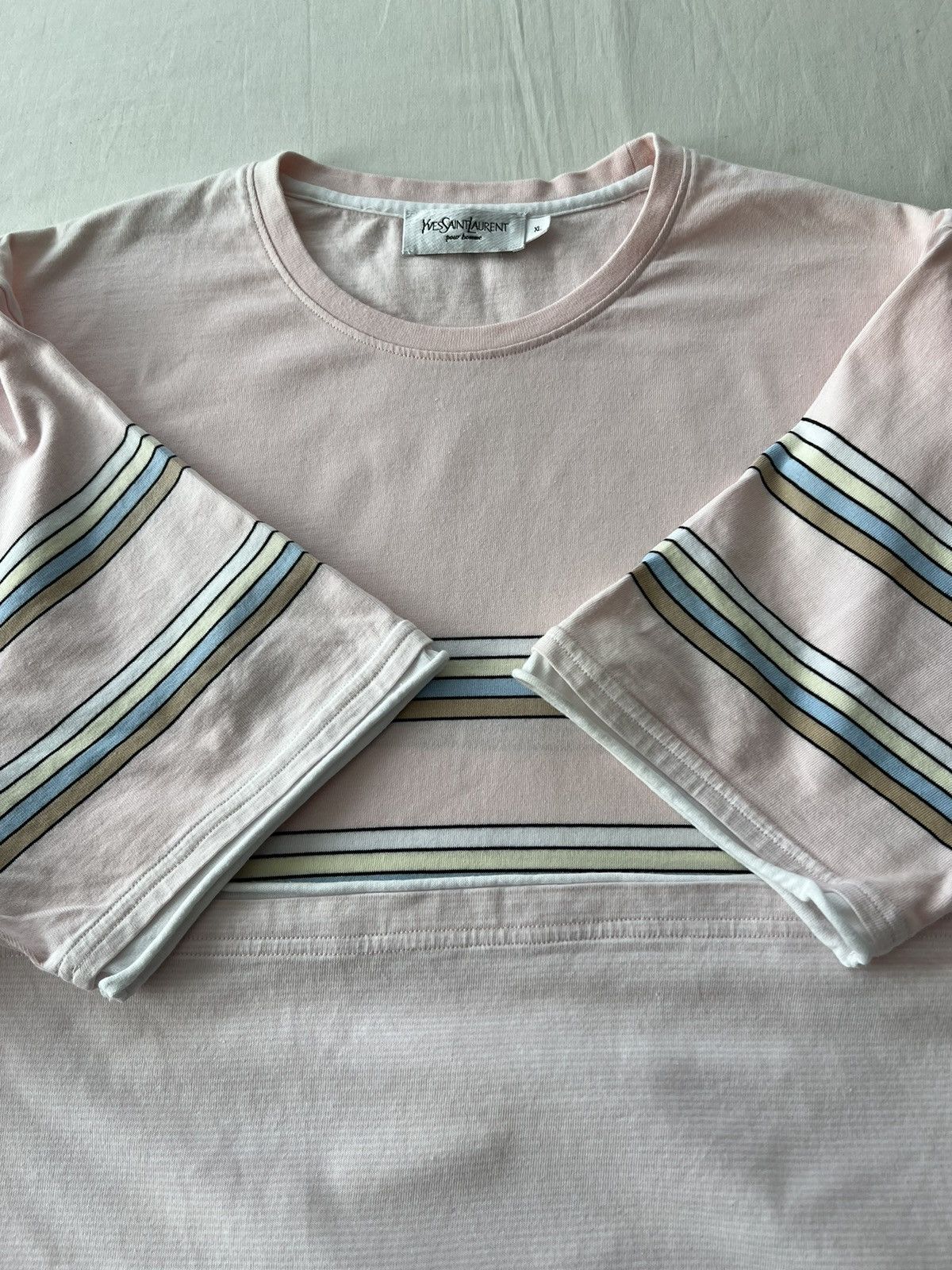 Yves Saint Laurent Vintage 90s Yves Saint Laurent Striped T-shirt Size US XL / EU 56 / 4 - 7 Thumbnail
