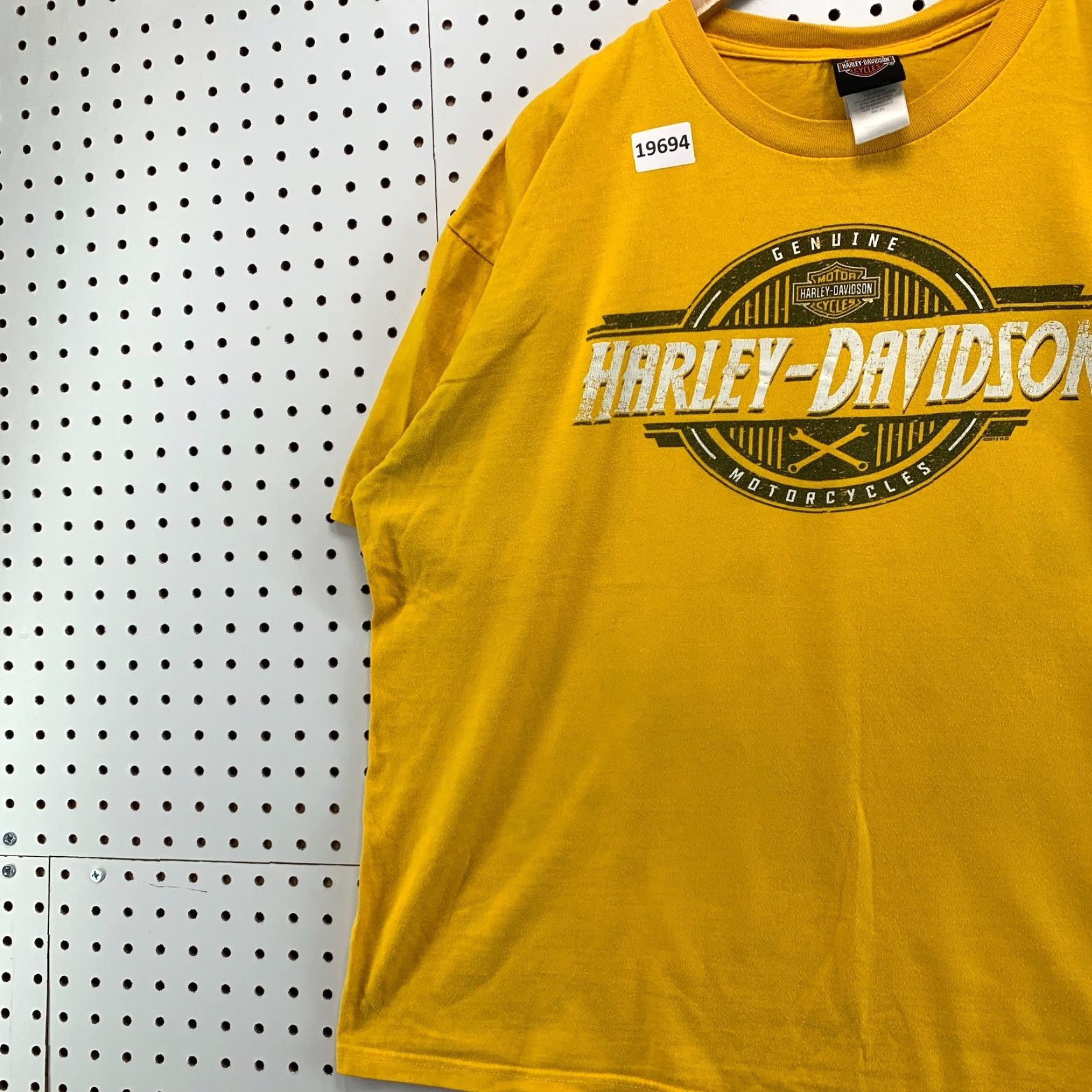 Harley Davidson Harley-Davidson Shirt Mens 2XL Yellow Motorcycle Graphic Print Crew Neck Short Sleeve VINTAGE 90s Men Size US XXL / EU 58 / 5 - 4 Thumbnail