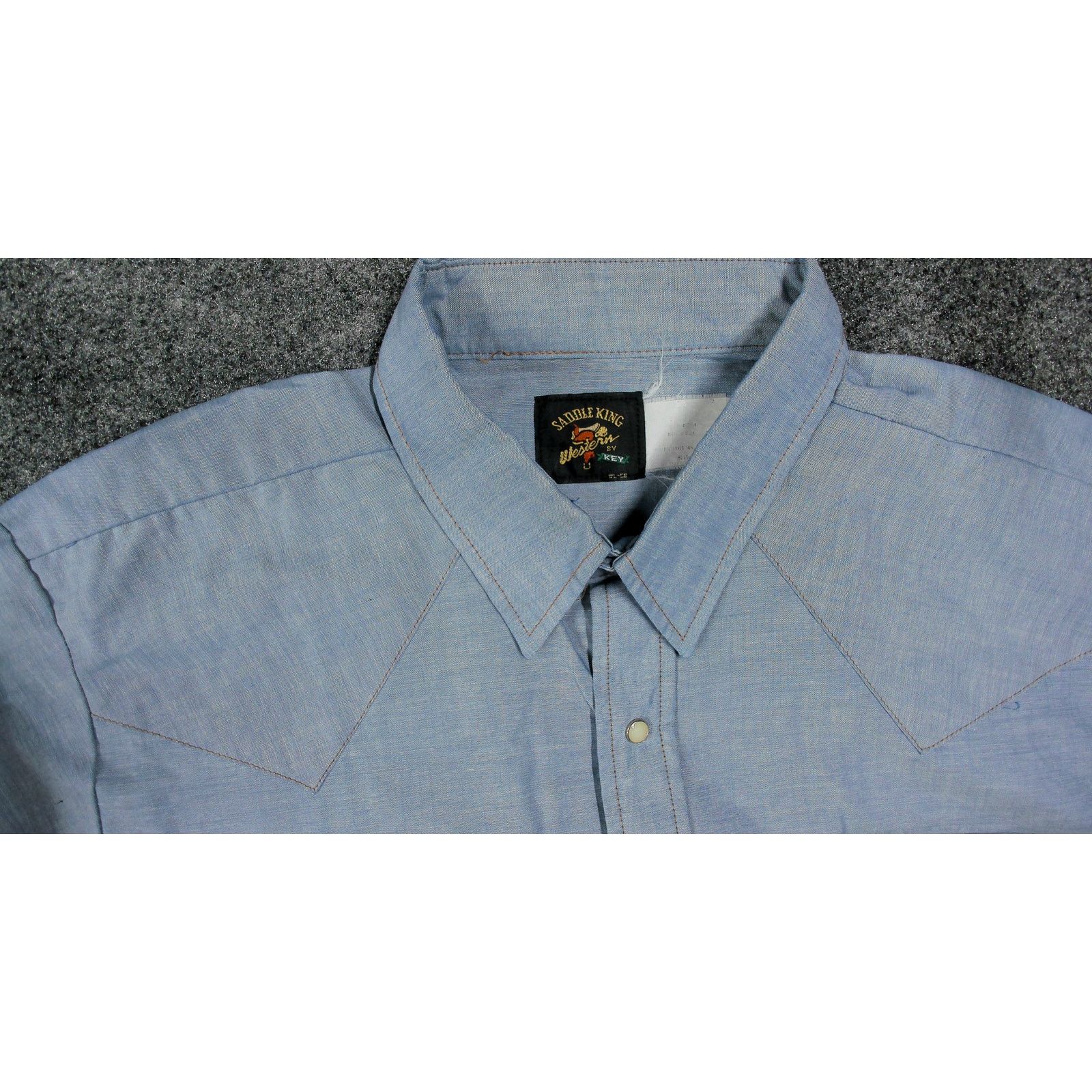 Vintage Vintage 70s Saddle King By Key Western Pearl Snap Shirt Size US XXL / EU 58 / 5 - 11 Thumbnail