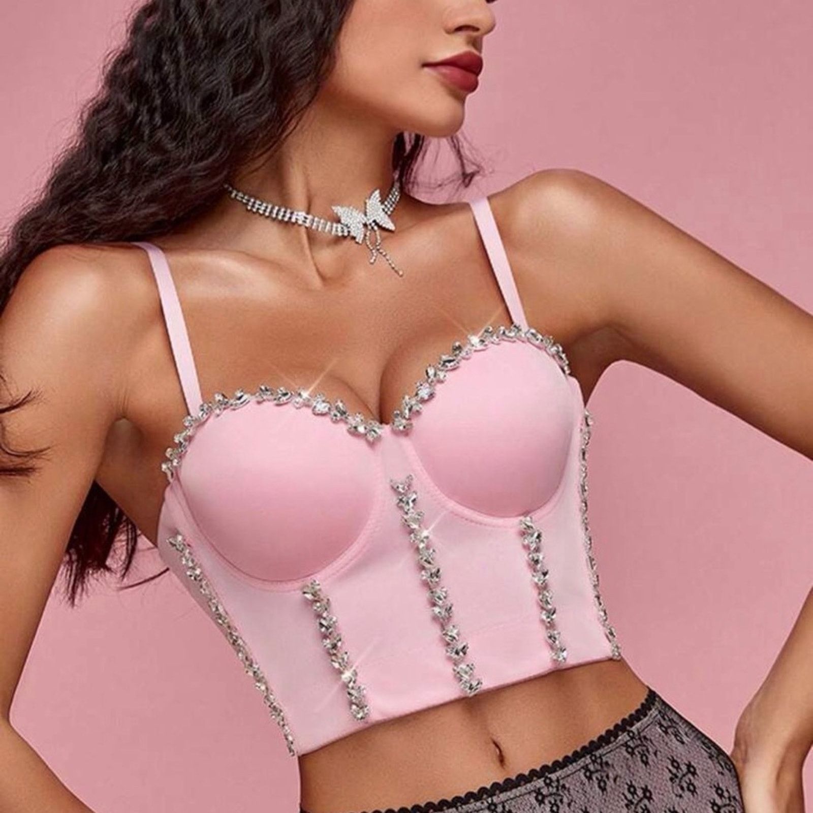 Other Y2K Chic Pink Embellished Bustier size S Size S / US 4 / IT 40 - 1 Thumbnail