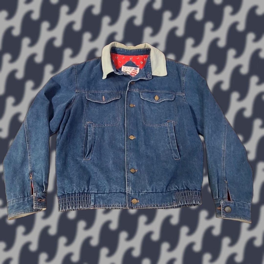 Native VINTAGE Eagles Ridge Denim Blue Jean Jacket Coat M Adults Blue 80s 90s Western Bohemian Cowboy Southwestern Lined Cotton Jacket Mens Size US 31 - 1 Thumbnail