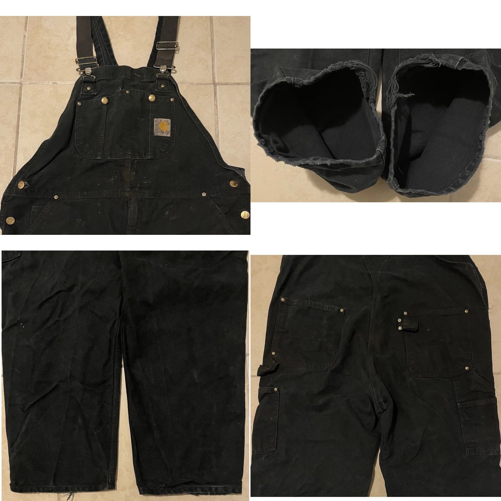 Carhartt VINTAGE Carhartt Overalls Jeans 40/29 Black Distressed Double Knee 80s 90s Grunge Trucker Punk Skate Workwear Mens Size US 40 / EU 56 - 8 Thumbnail