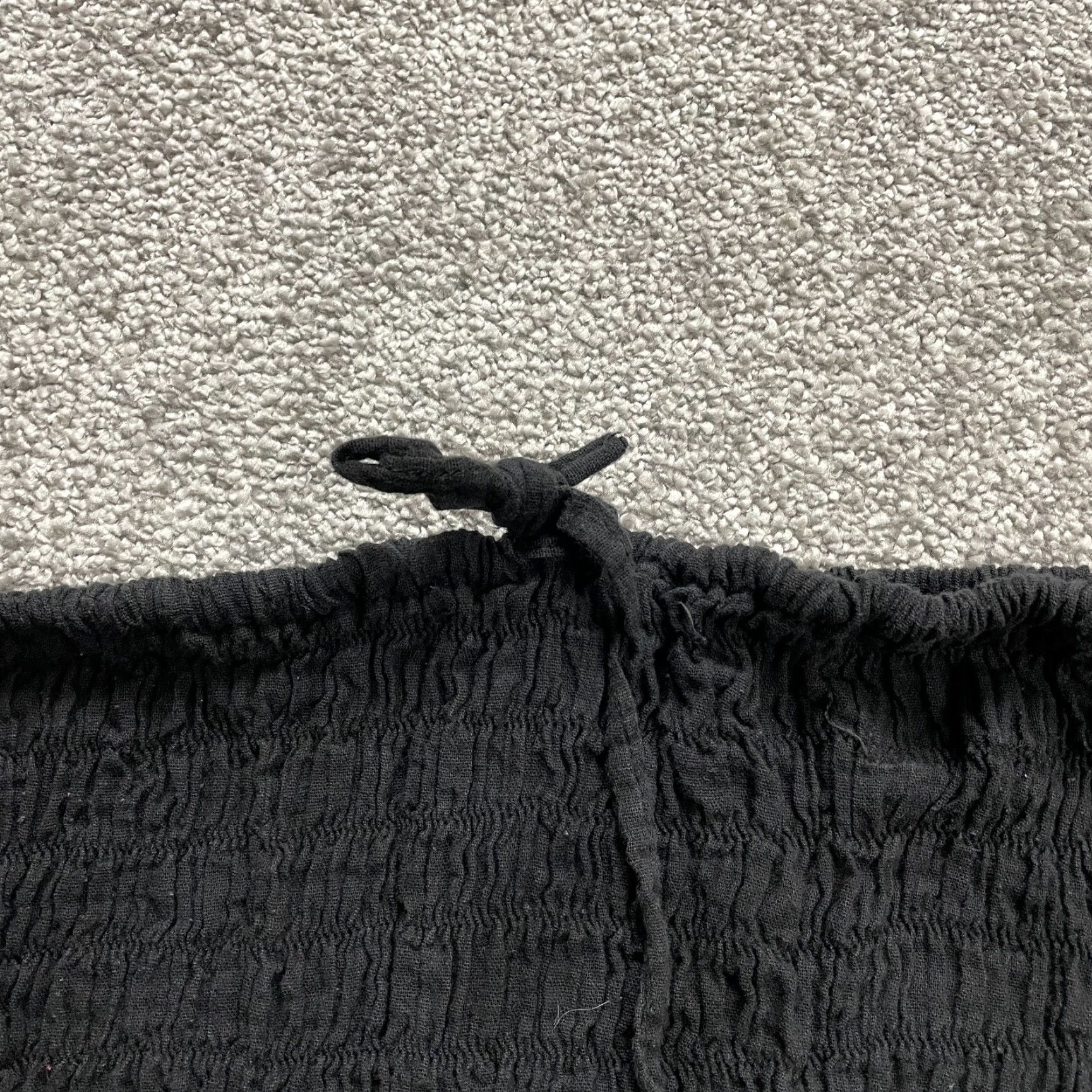 Vintage VINTAGE Women's Dress Midi Solid Black Linen A-Line Smocked Strapless Casual Spring Summer Fall 2020s Girls Size M / US 6-8 / IT 42-44 - 3 Thumbnail