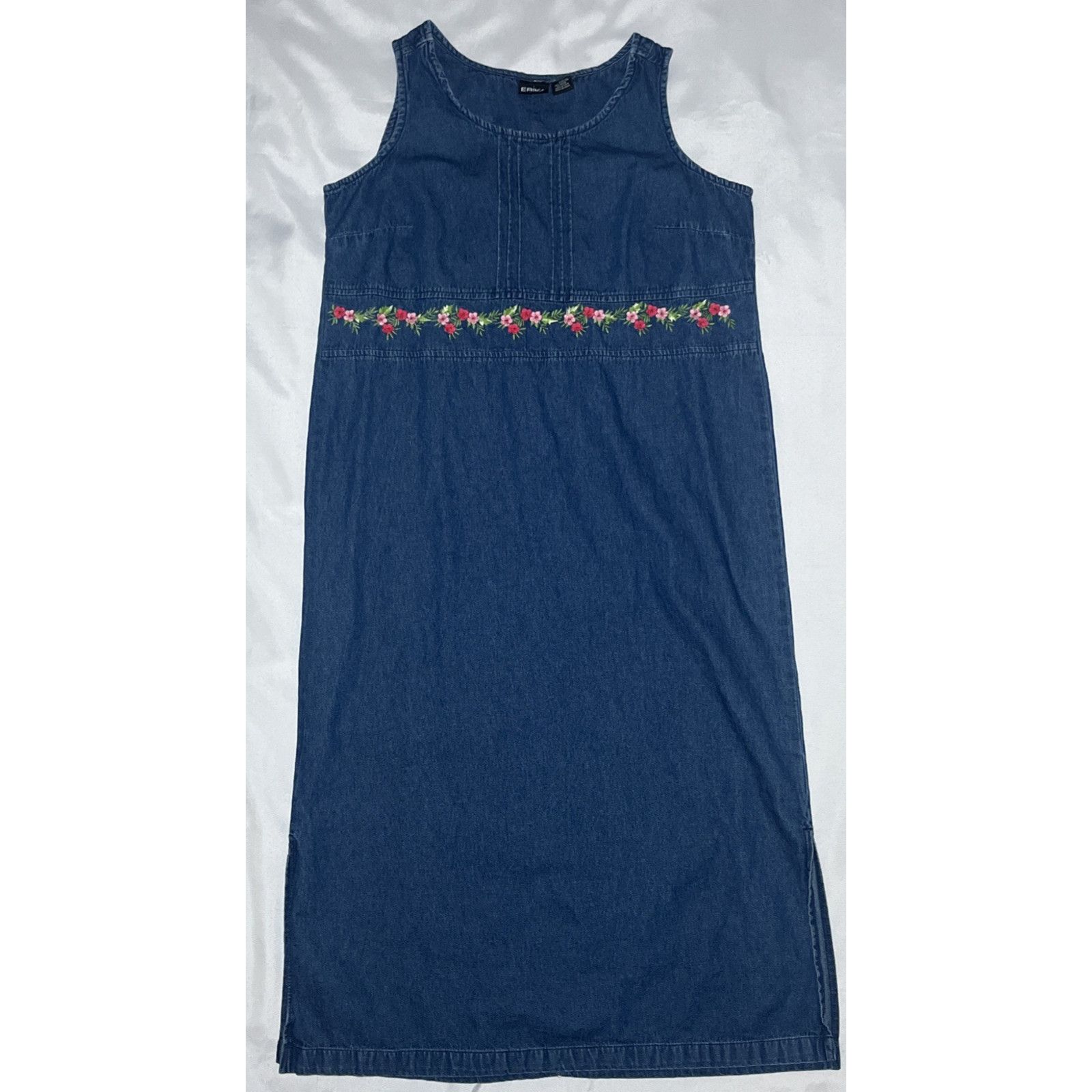 Other VTG Erika Floral Embroidered Denim Dress Midi Maxi Size PM Size M / US 6-8 / IT 42-44 - 1 Thumbnail