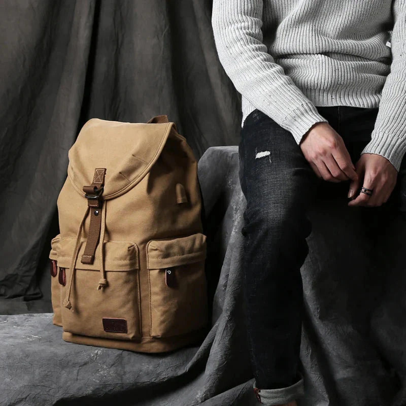 Other Vintage Style Canvas Backpack Size ONE SIZE - 3 Thumbnail