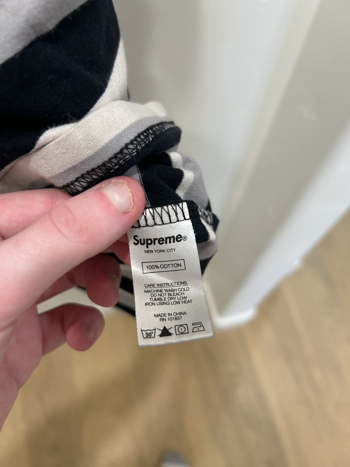 Supreme Supreme Grey Striped Stitch Tee Size US M / EU 48-50 / 2 - 4 Thumbnail