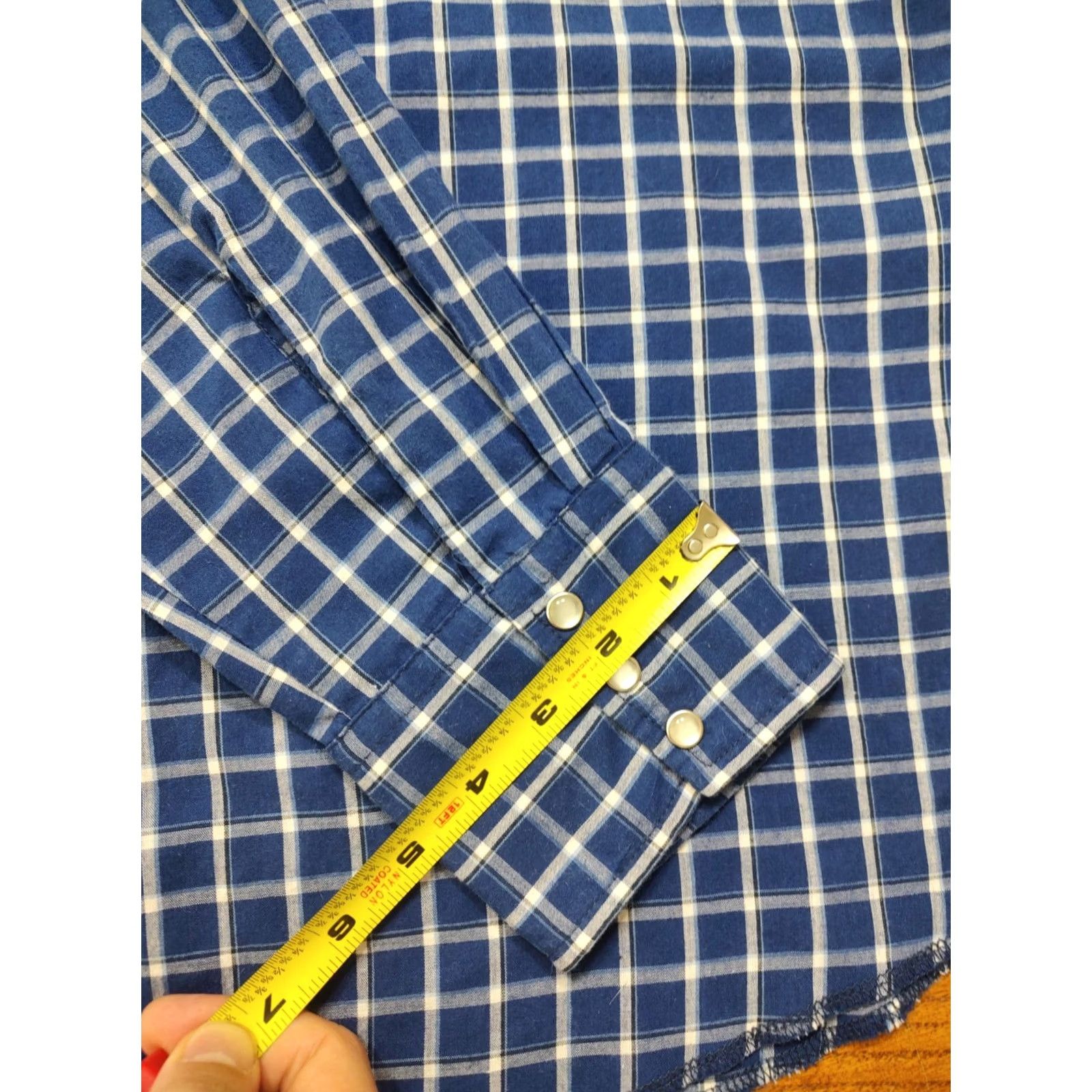 Wrangler VINTAGE Wrangler Pearl Snap Plaid Shirt Men XL Blue Long Sleeve Western Rodeo Cowboy Size US XL / EU 56 / 4 - 7 Thumbnail