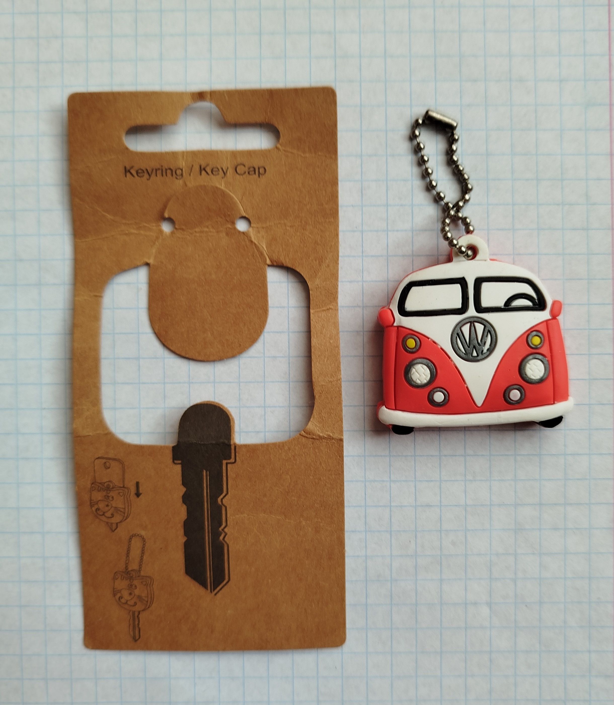 Vintage Keyring/Key Cap Volkswagen Campervan VW T1 Key Covers Size ONE SIZE - 3 Thumbnail