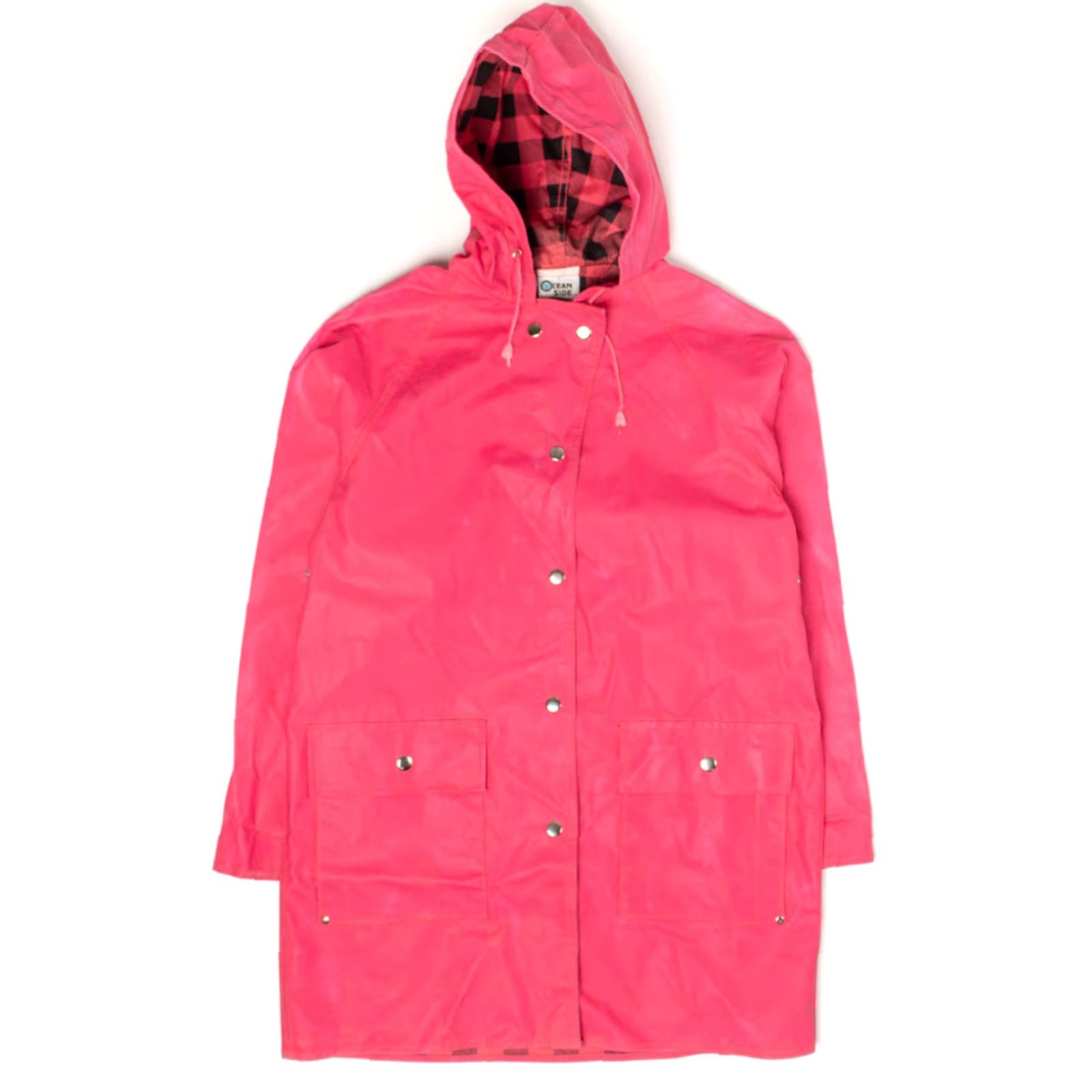 Pinko VINTAGE Ocean Side Hoodie Shirt Medium Fluorescent Pink Plaid Rain Jacket Size US M / EU 48-50 / 2 - 2 Thumbnail