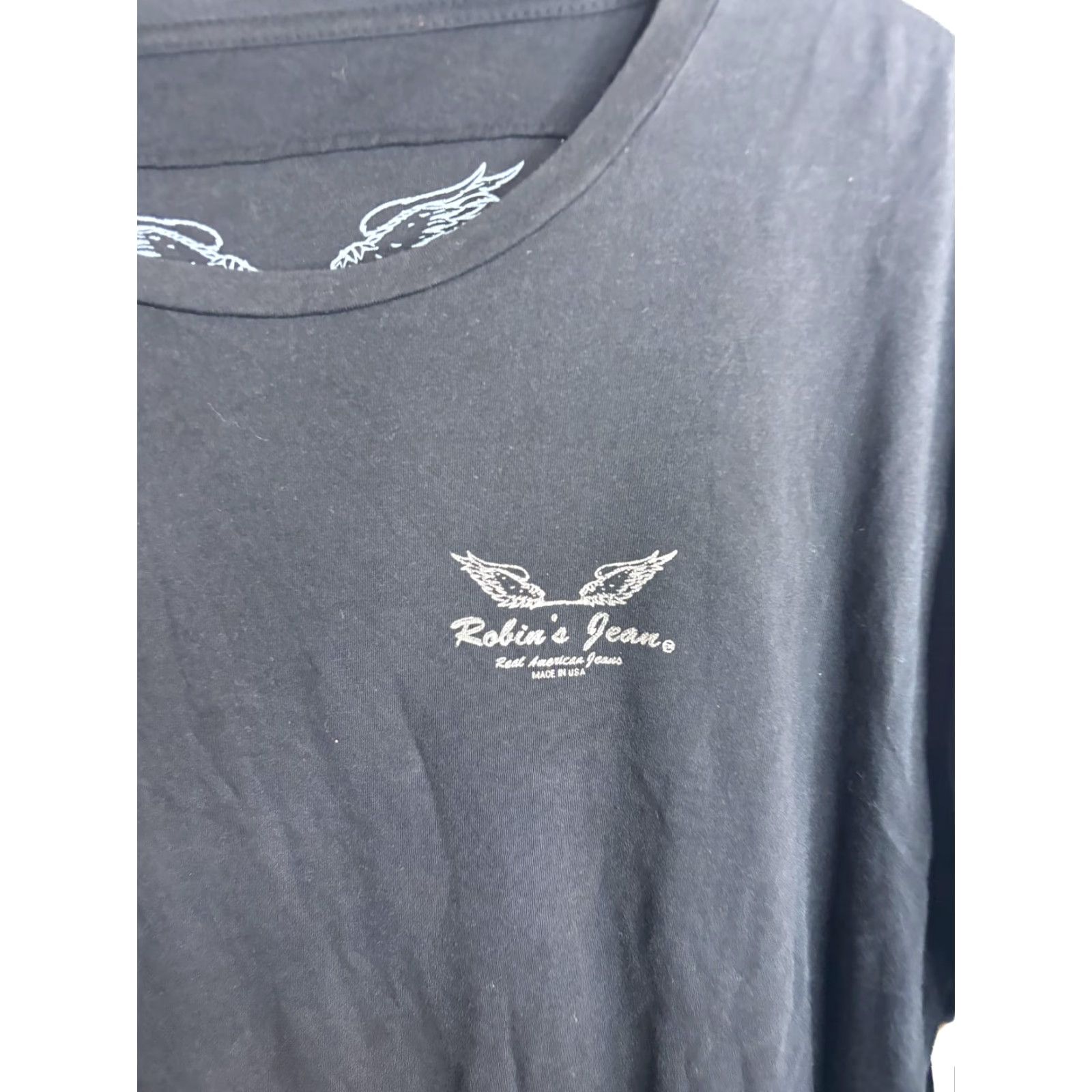 Logo 7 Robin's Jean Shirt Mens 3XL Black Graphic Tee Wings Made in USA Crew Neck Short Sleeve Streetwear Size US XXL / EU 58 / 5 - 2 Thumbnail
