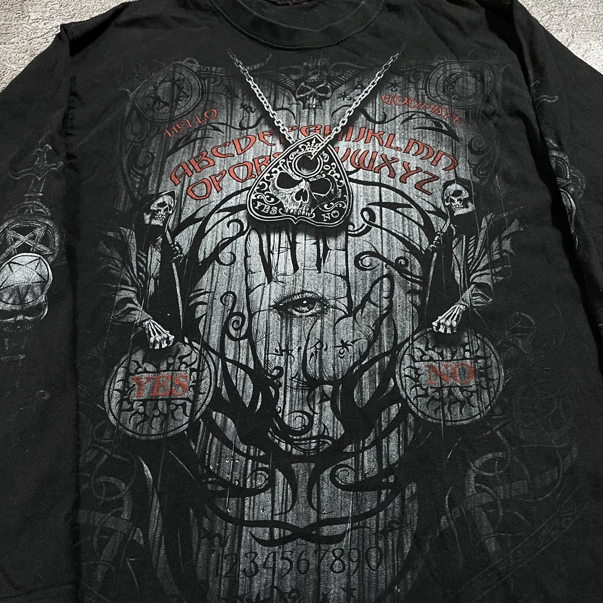 Vintage Vintage Y2K Goth Horror Skeleton Graphic Tee Black Faded M Size US M / EU 48-50 / 2 - 4 Thumbnail