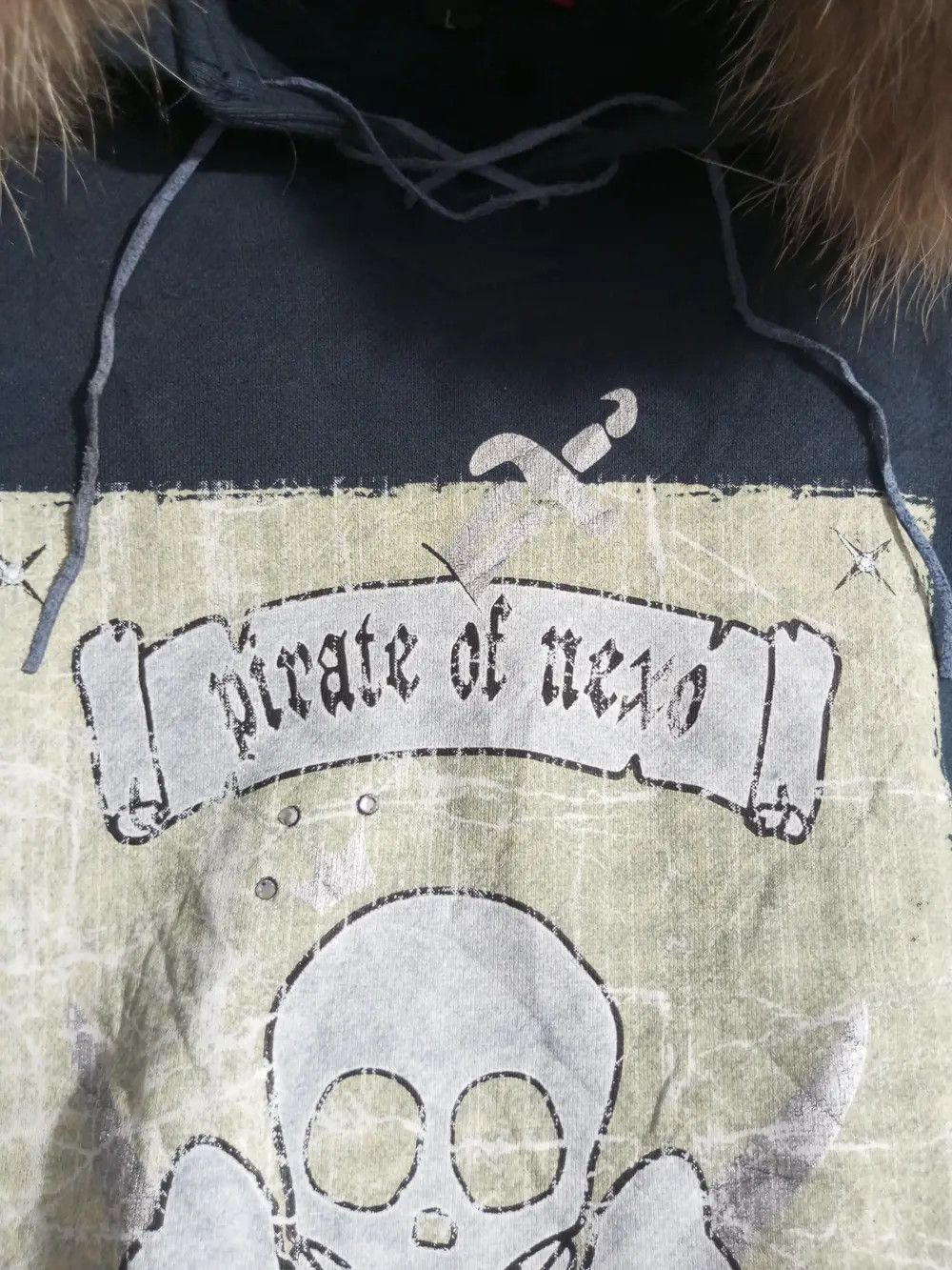 Japanese Brand × Vintage Vintage nexo laces up "pirate of nexo" Fur hoodie Size US L / EU 52-54 / 3 - 5 Thumbnail