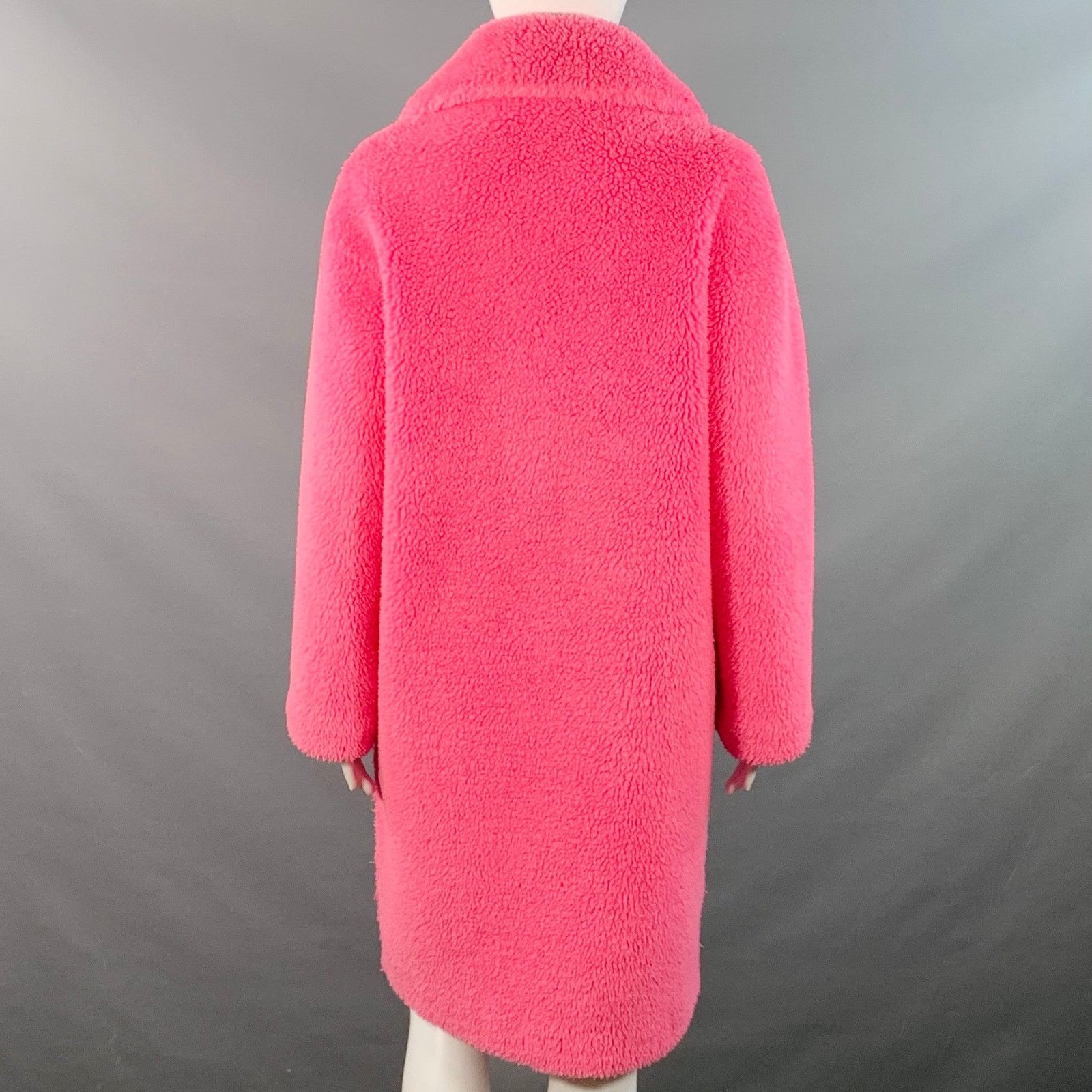 STAND STUDIO Camille Cocoon Pink Polyester Faux Fur Notch Lapel Coat Size XS / US 0-2 / IT 36-38 - 3 Thumbnail