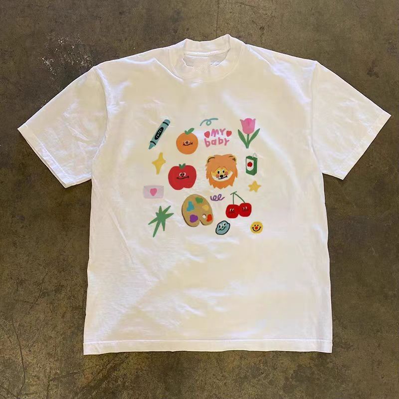 Vintage White washed retro fruit graffiti print t-shirt Size US M / EU 48-50 / 2 - 1 Thumbnail