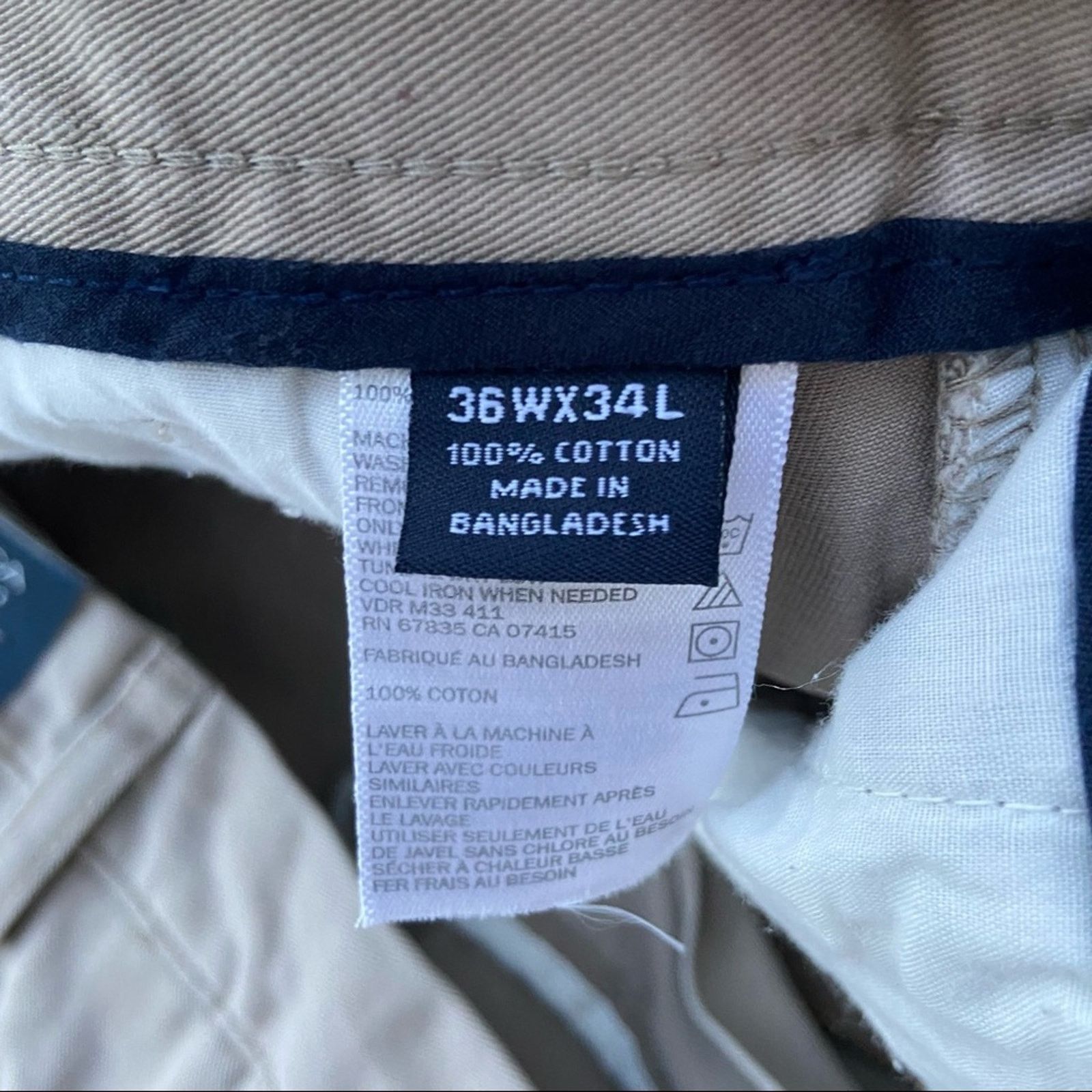 Nautica NWT New Nautica Mens Size 36X34 Khaki Cotton Cuffed Pants Size US 36 / EU 52 - 5 Thumbnail