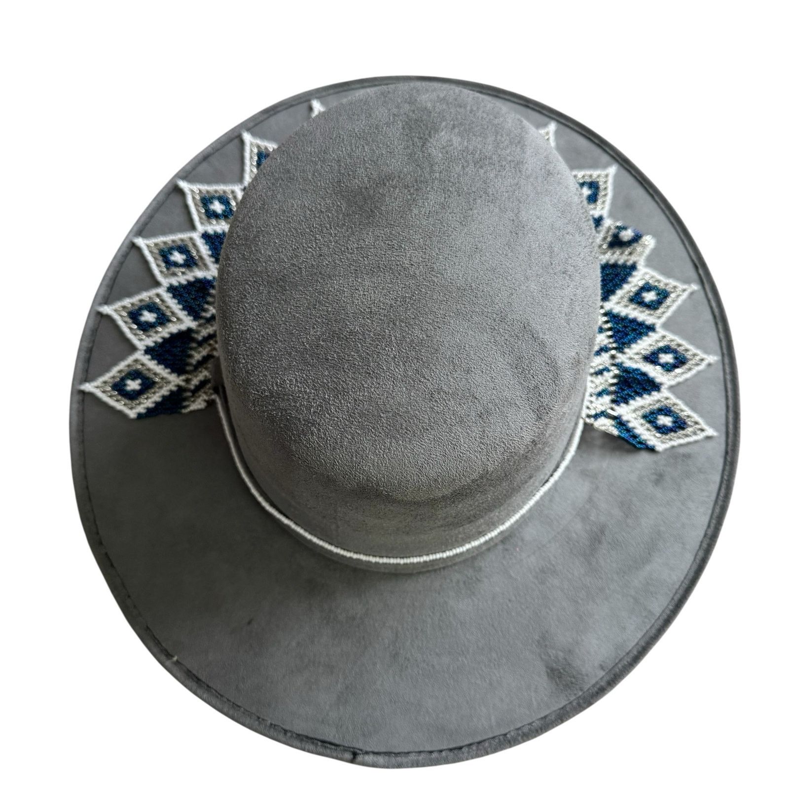 Other Amada Artisans Handmade Boho Beaded Wide Brim Faux Suede Hat Size ONE SIZE - 1 Thumbnail