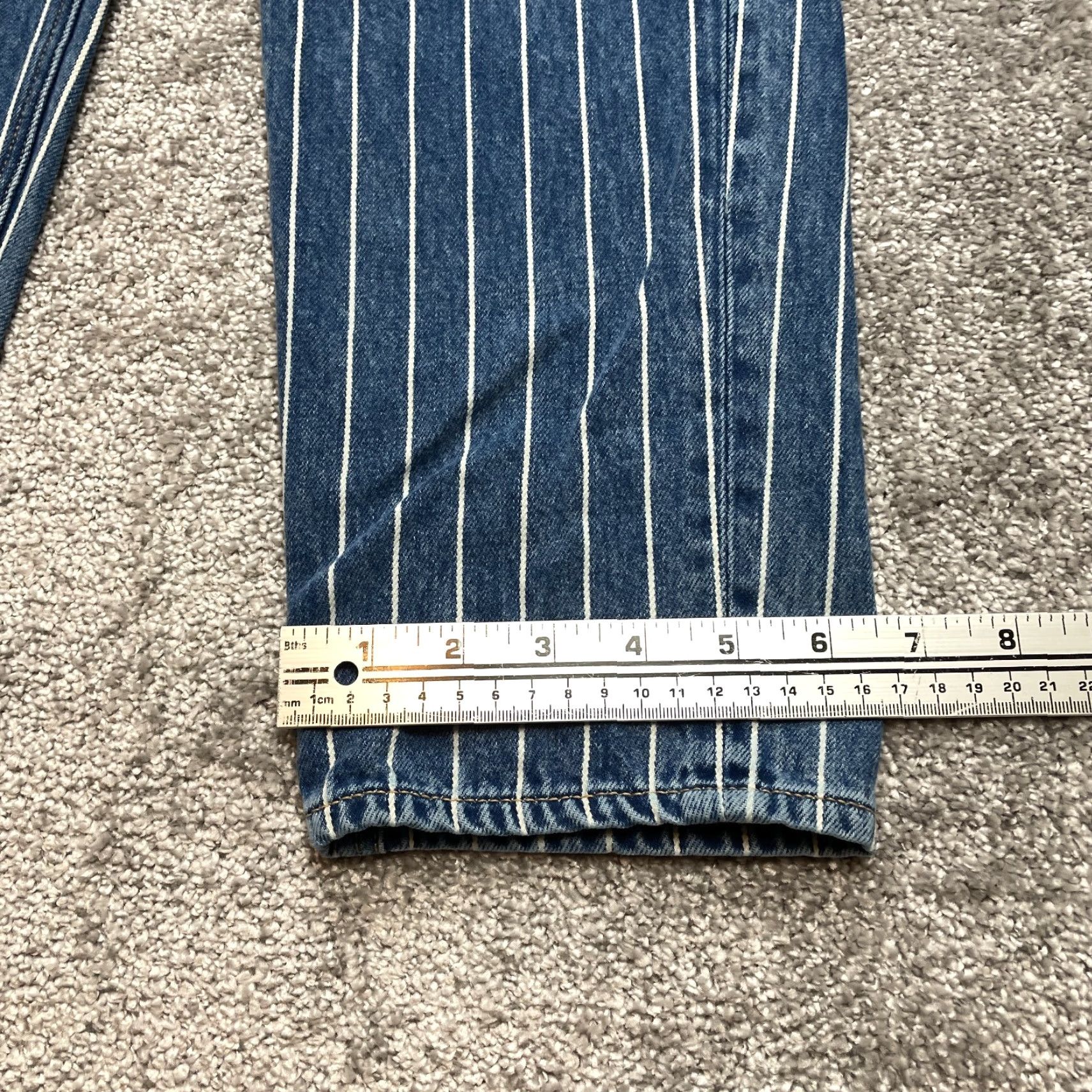 American Eagle Outfitters American Eagle Mom Jeans Womens 6 Blue Denim Dark Wash Striped Straight 29x28 Size 29" - 2 Thumbnail