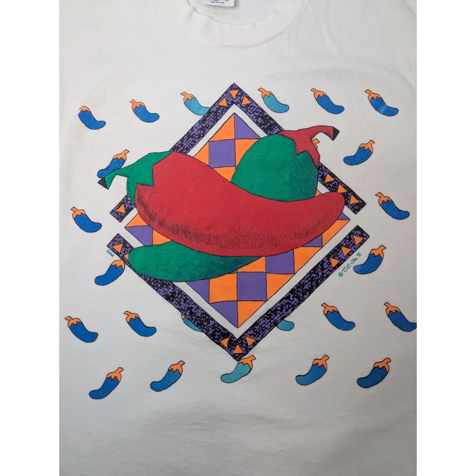 Anvil VINTAGE Anvil 90s T-Shirt Southwestern Chili Pepper Single Stitch White Size M Mens Size US M / EU 48-50 / 2 - 3 Thumbnail