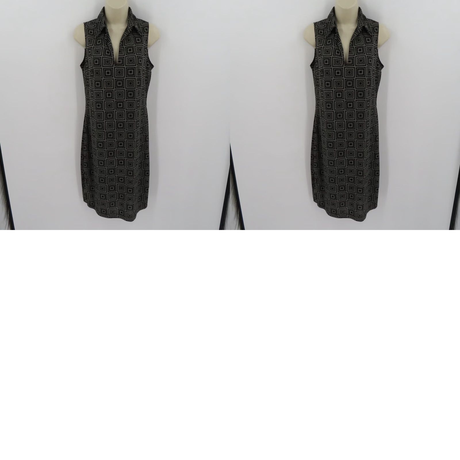 Express VINTAGE Express Dress Women 9/10 Black White Geometric Geo Square Sleeveless Collared Size L / US 10 / IT 46 - 8 Thumbnail