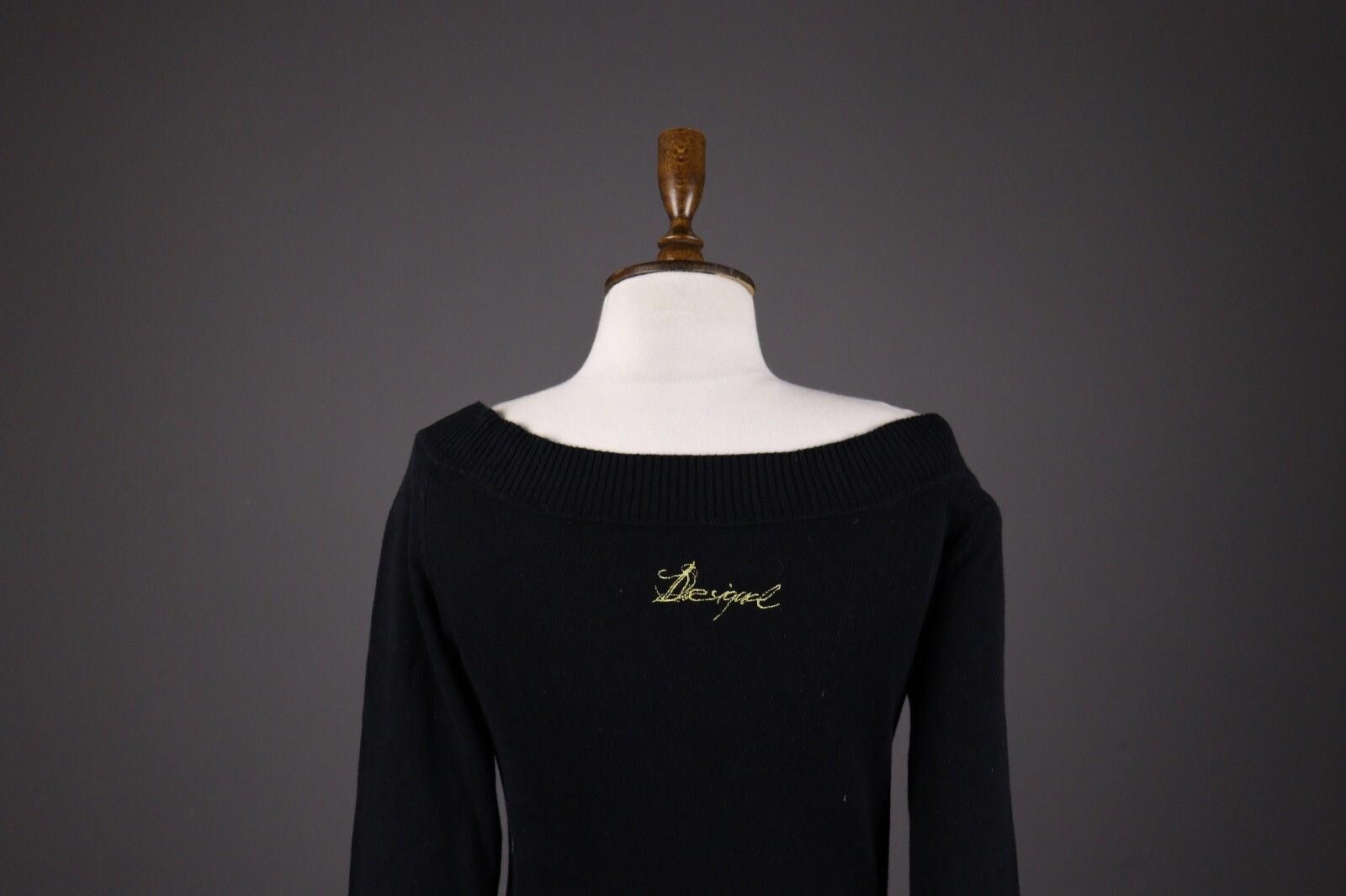 Designer Desigual Black Boat Neck Geometric Print Sweater Size S Size S / US 4 / IT 40 - 6 Thumbnail