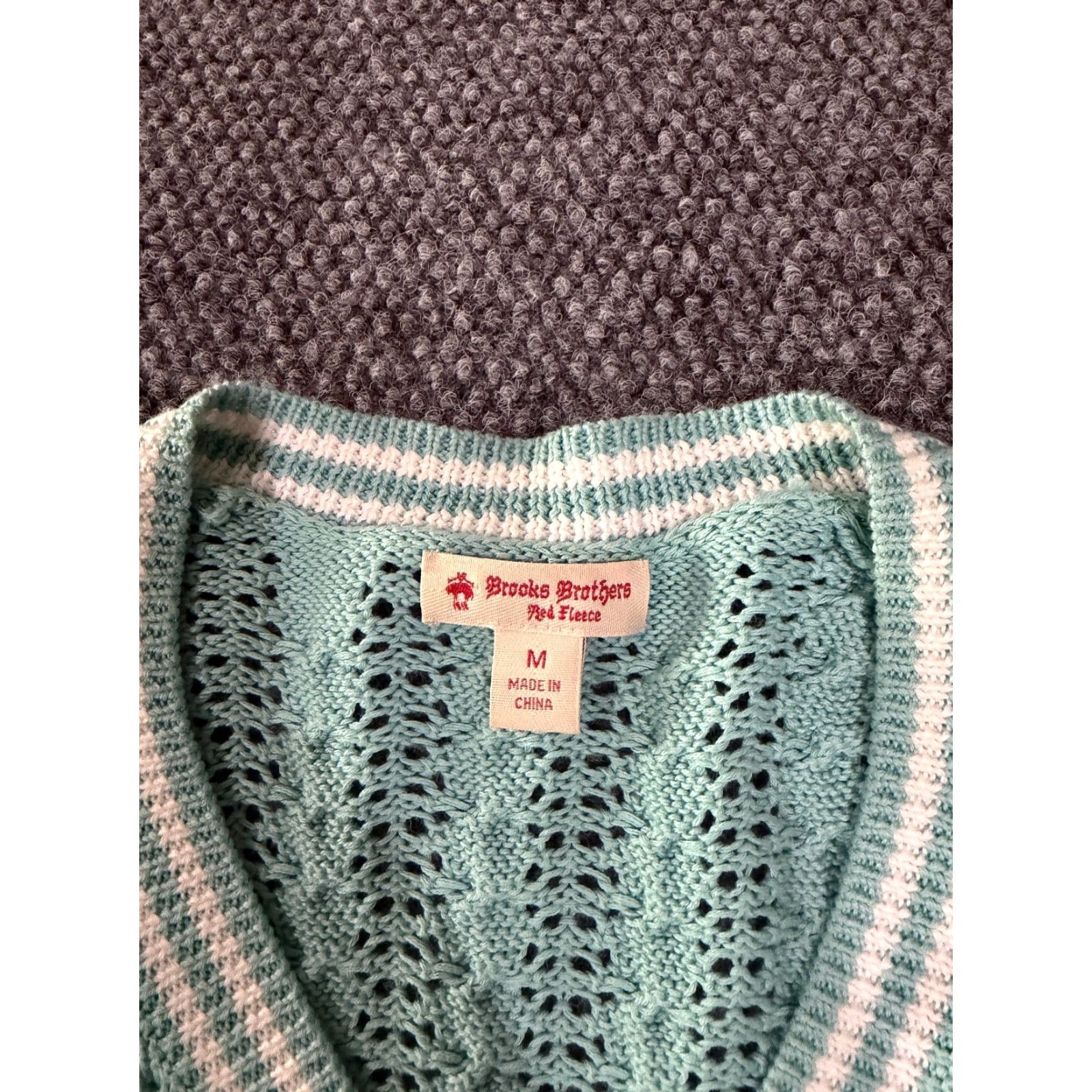 Brooks Brothers Brooks Brothers Sweater Womens M Blue Cable-Knit V-Neck Preppy Pullover Knit Cotton Regular Sleeve Long Size M / US 6-8 / IT 42-44 - 6 Thumbnail