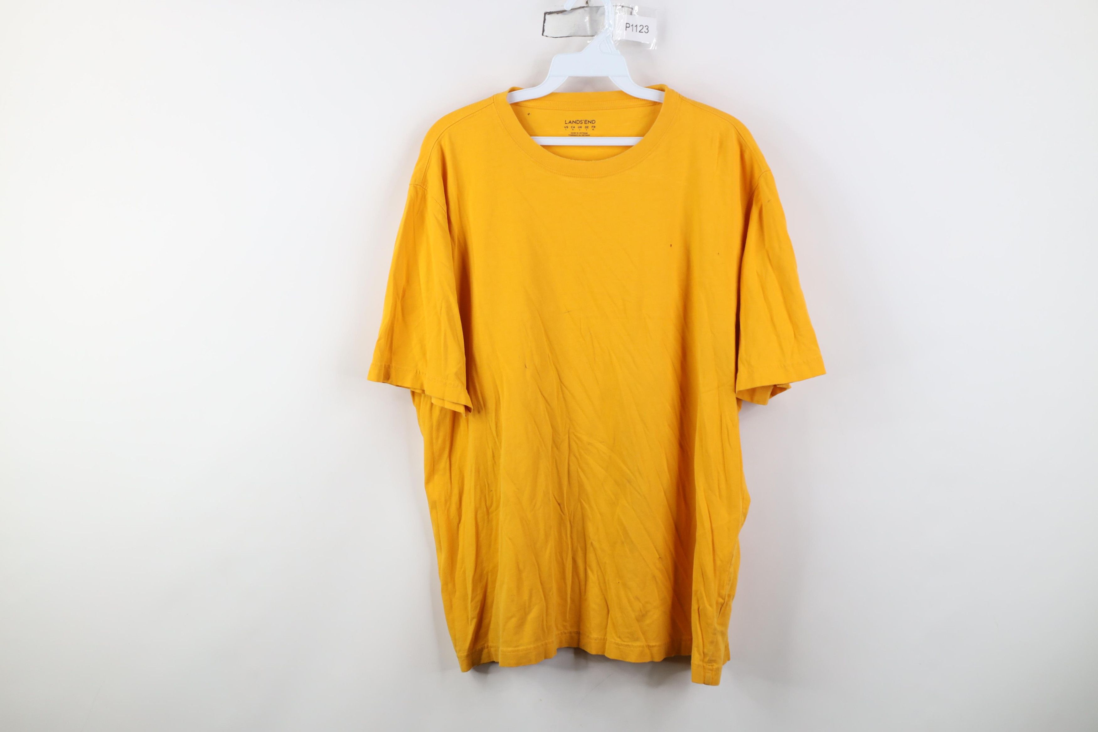 Lands' End Vintage Y2K Lands End Blank Short Sleeve T-Shirt Yellow Size US L / EU 52-54 / 3 - 1 Thumbnail