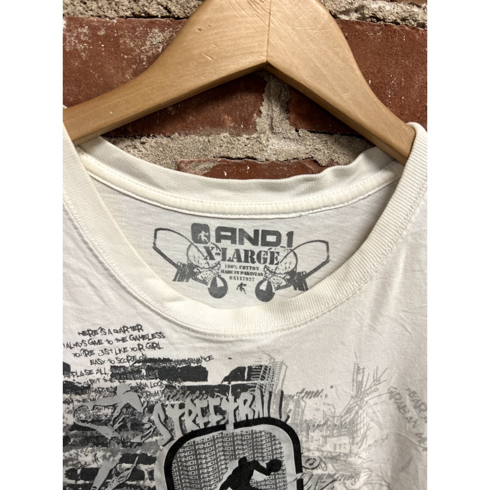 Vintage And1 Streetball AOP White Gray XL Shirt Mens T-Shirt Crew Neck Short Sleeve Tee Y2K Size US XL / EU 56 / 4 - 2 Thumbnail