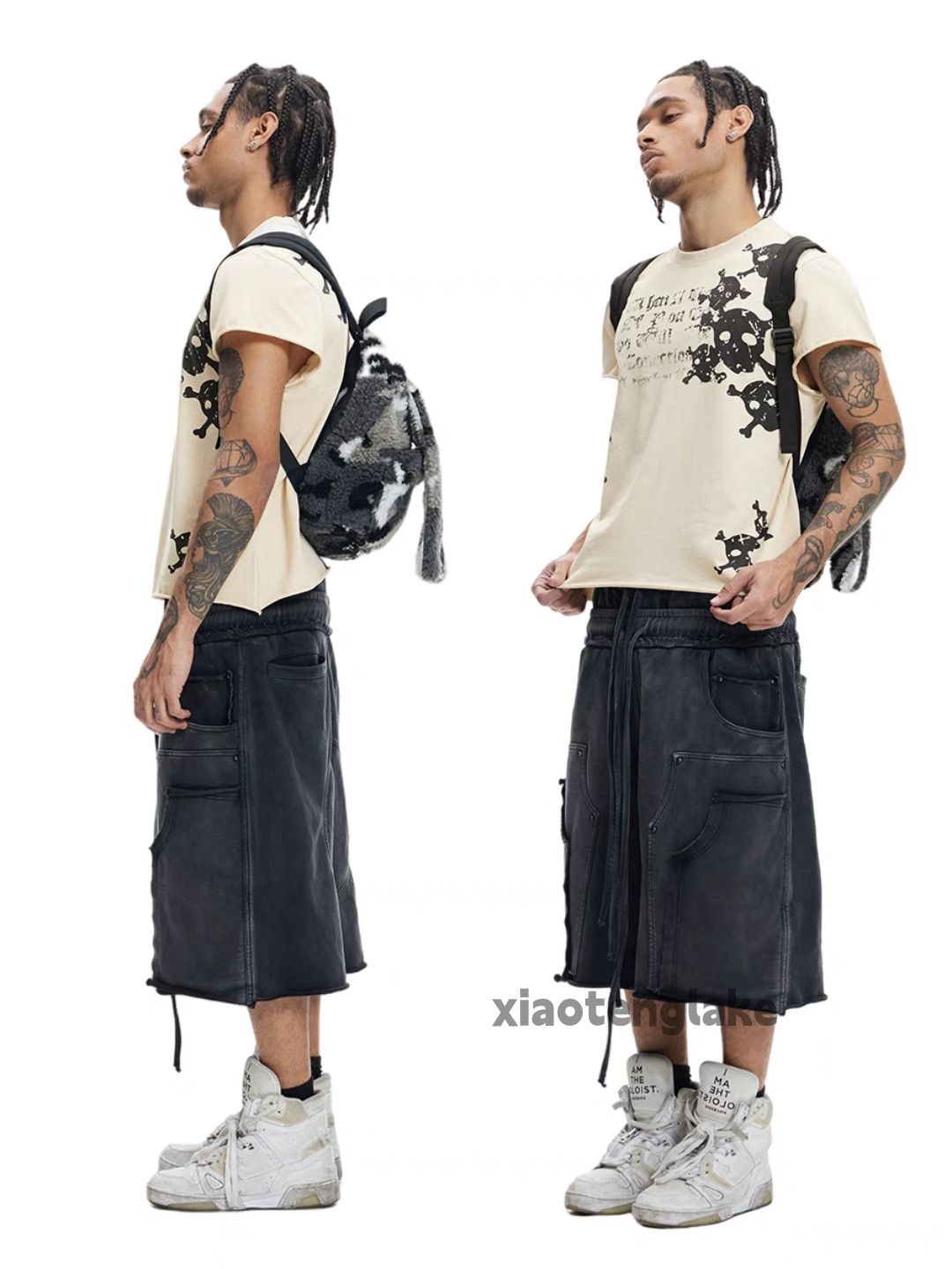 Designer Unisex outdoor sports loose baggy faded cargo shorts Size US 36 / EU 52 - 5 Thumbnail