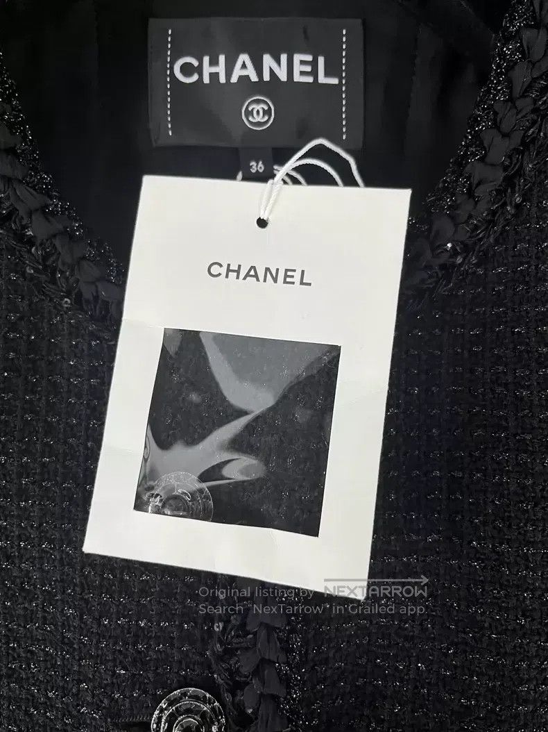 Chanel Chanel 25S popular black glitter two-pocket tweed jacket Size XS / US 0-2 / IT 36-38 - 4 Thumbnail