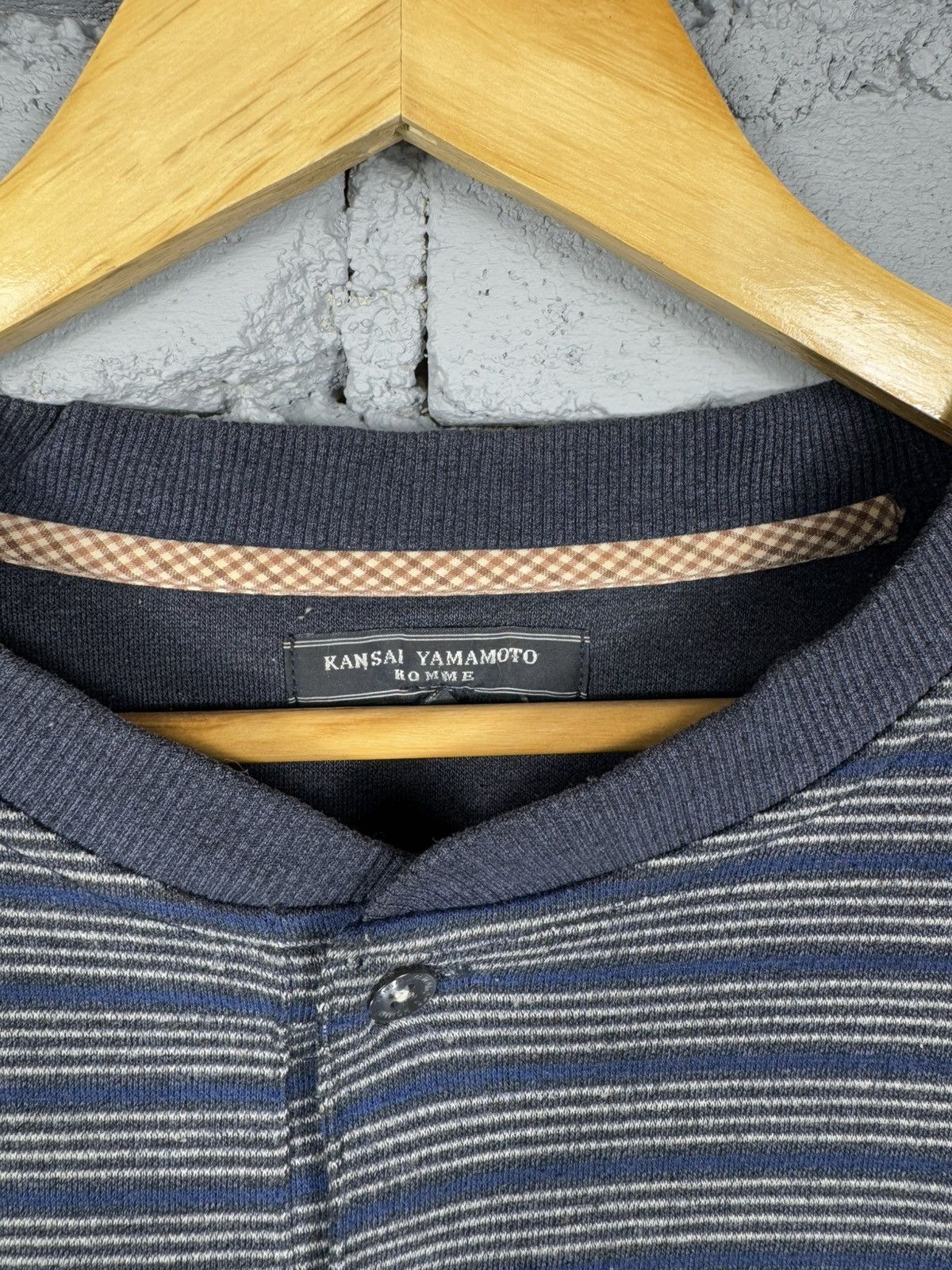 Japanese Brand Vintage Kansai Yamamoto Homme Stripe Basic Sweatshirt Size US XL / EU 56 / 4 - 5 Thumbnail